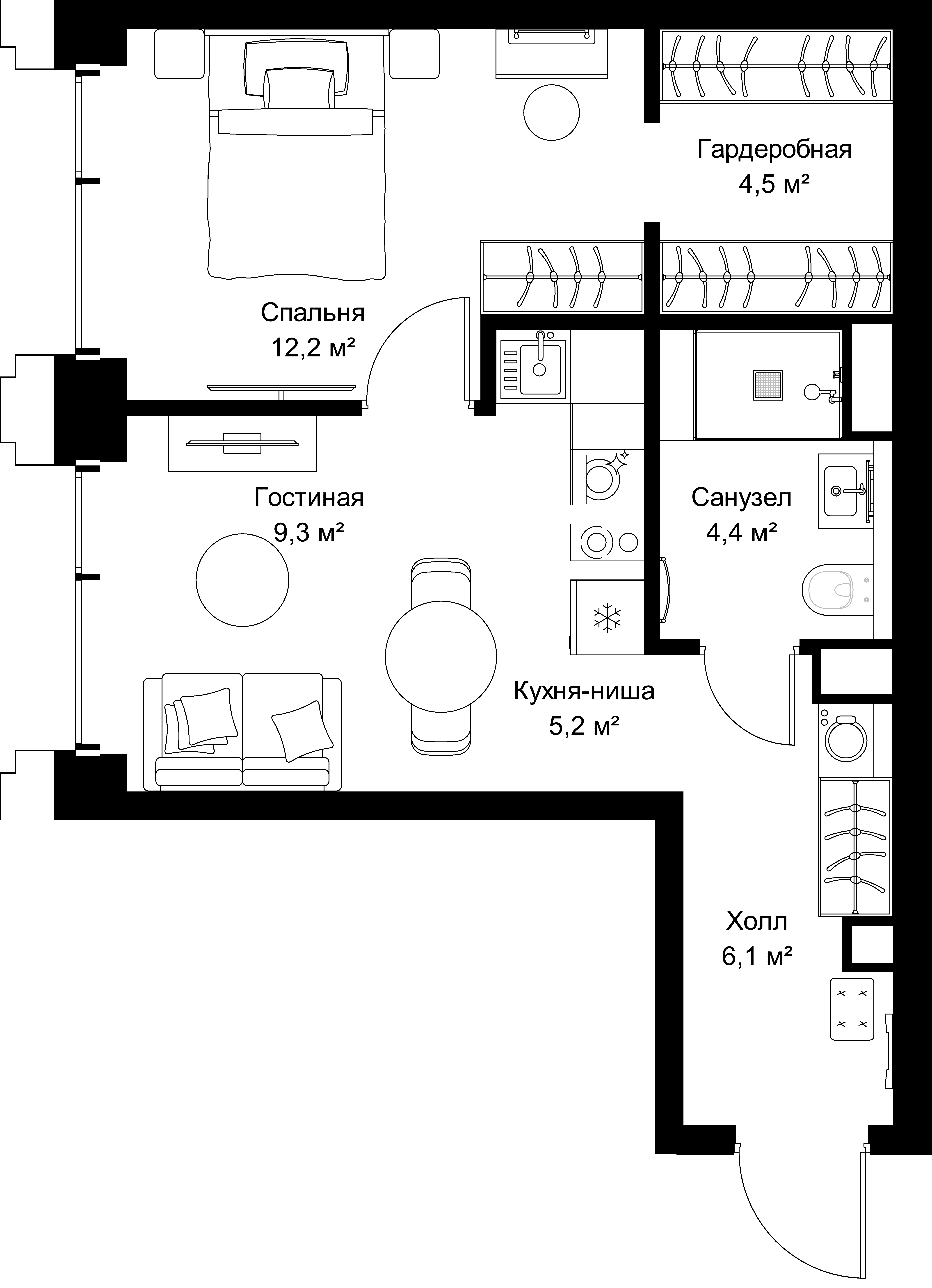 1-комнатная, 41,7 м² — 21 834 120 ₽