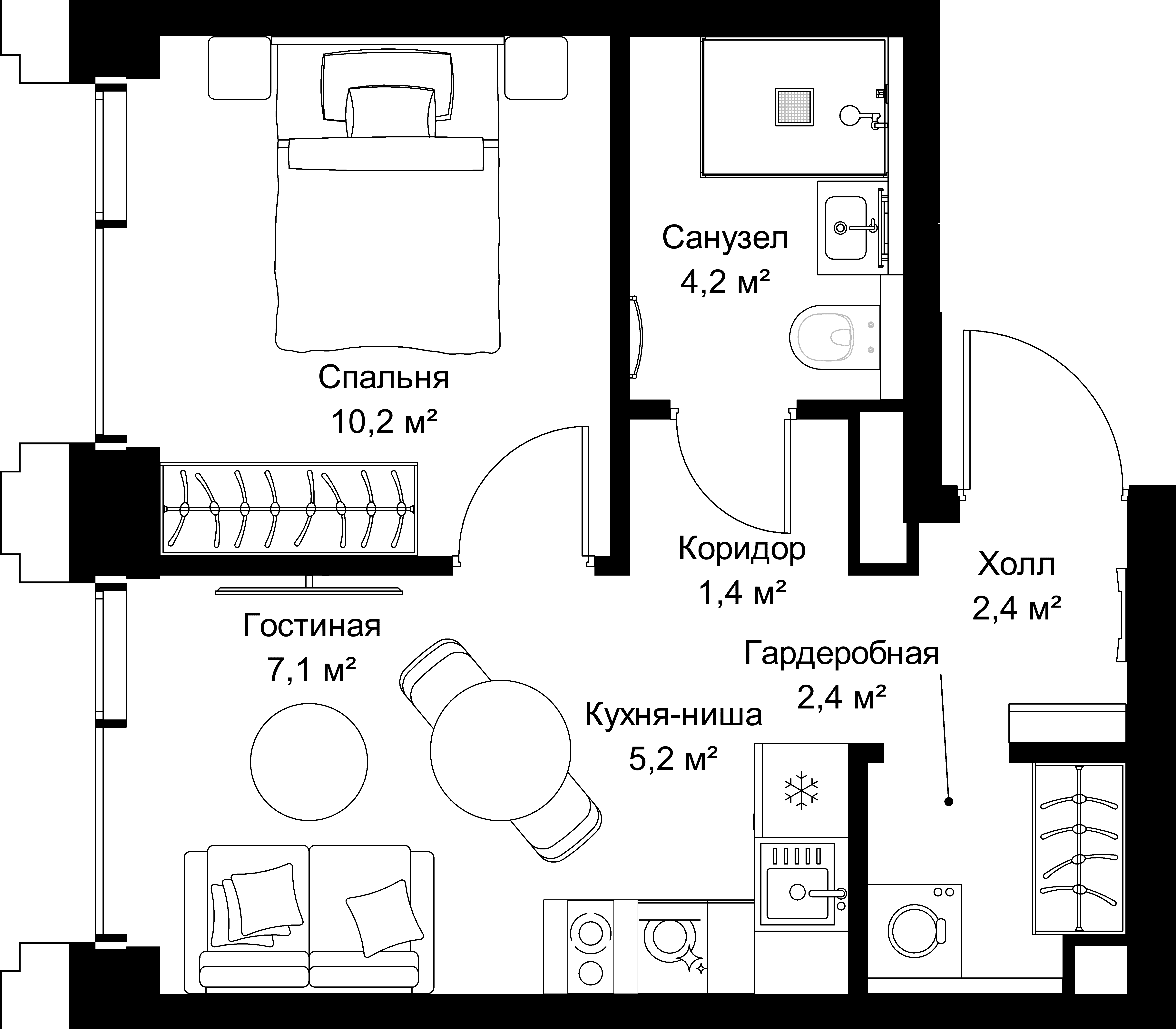 1-комнатная, 32,9 м² — 20 610 205 ₽