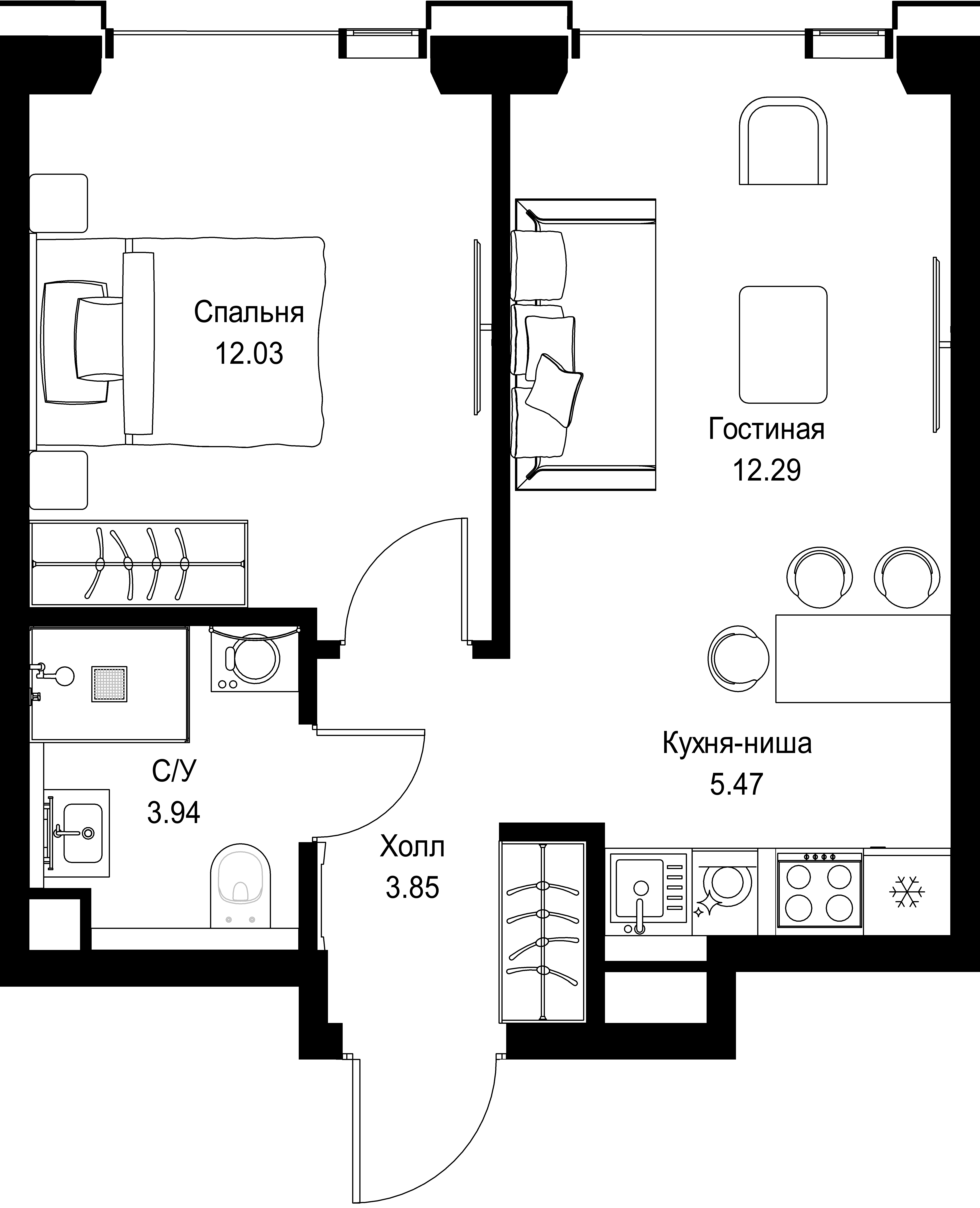 1-комнатная, 37,58 м² — 21 721 240 ₽