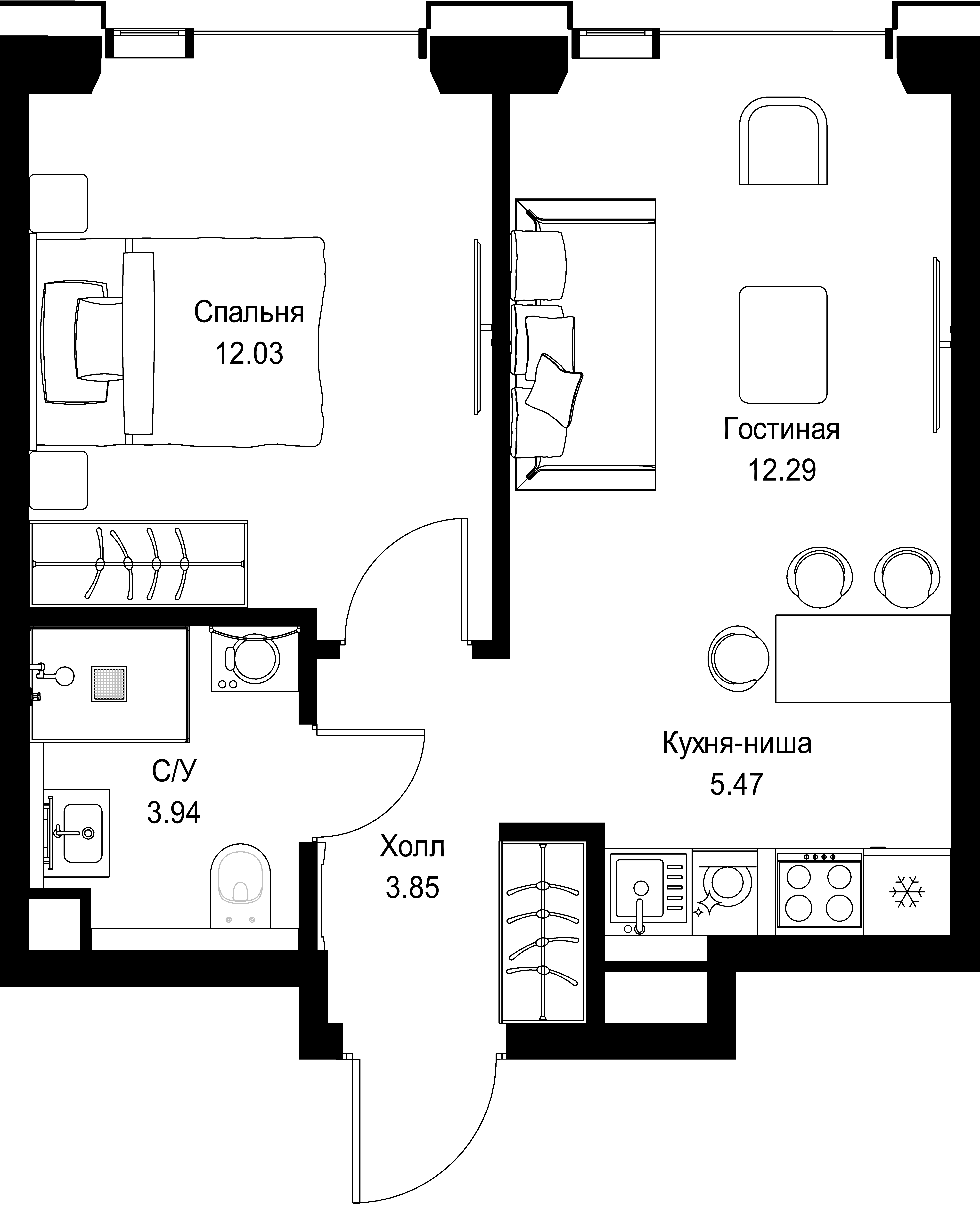 1-комнатная, 37,58 м² — 21 753 183 ₽