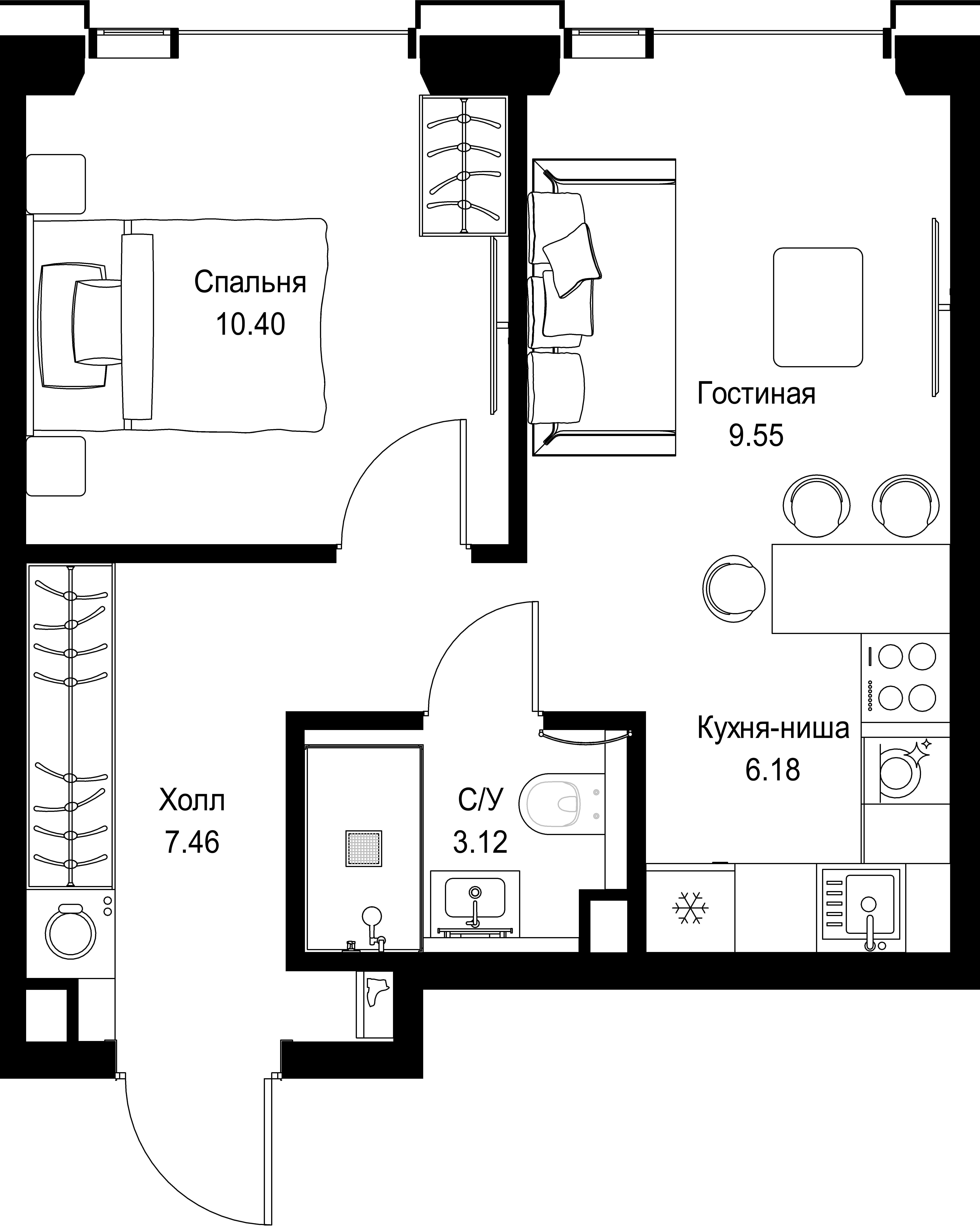 1-комнатная, 36,71 м² — 20 095 054 ₽