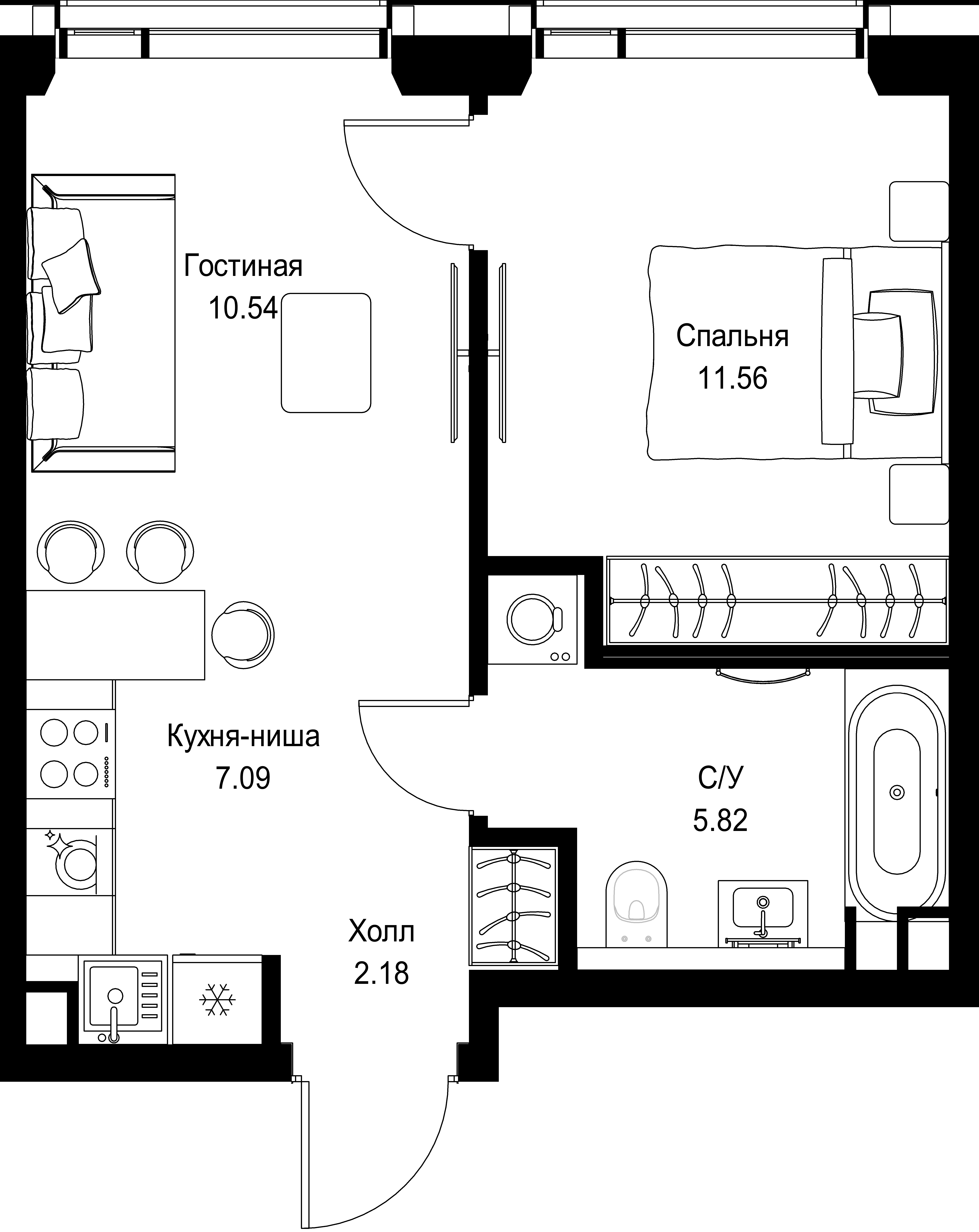 1-комнатная, 37,19 м² — 20 389 417 ₽