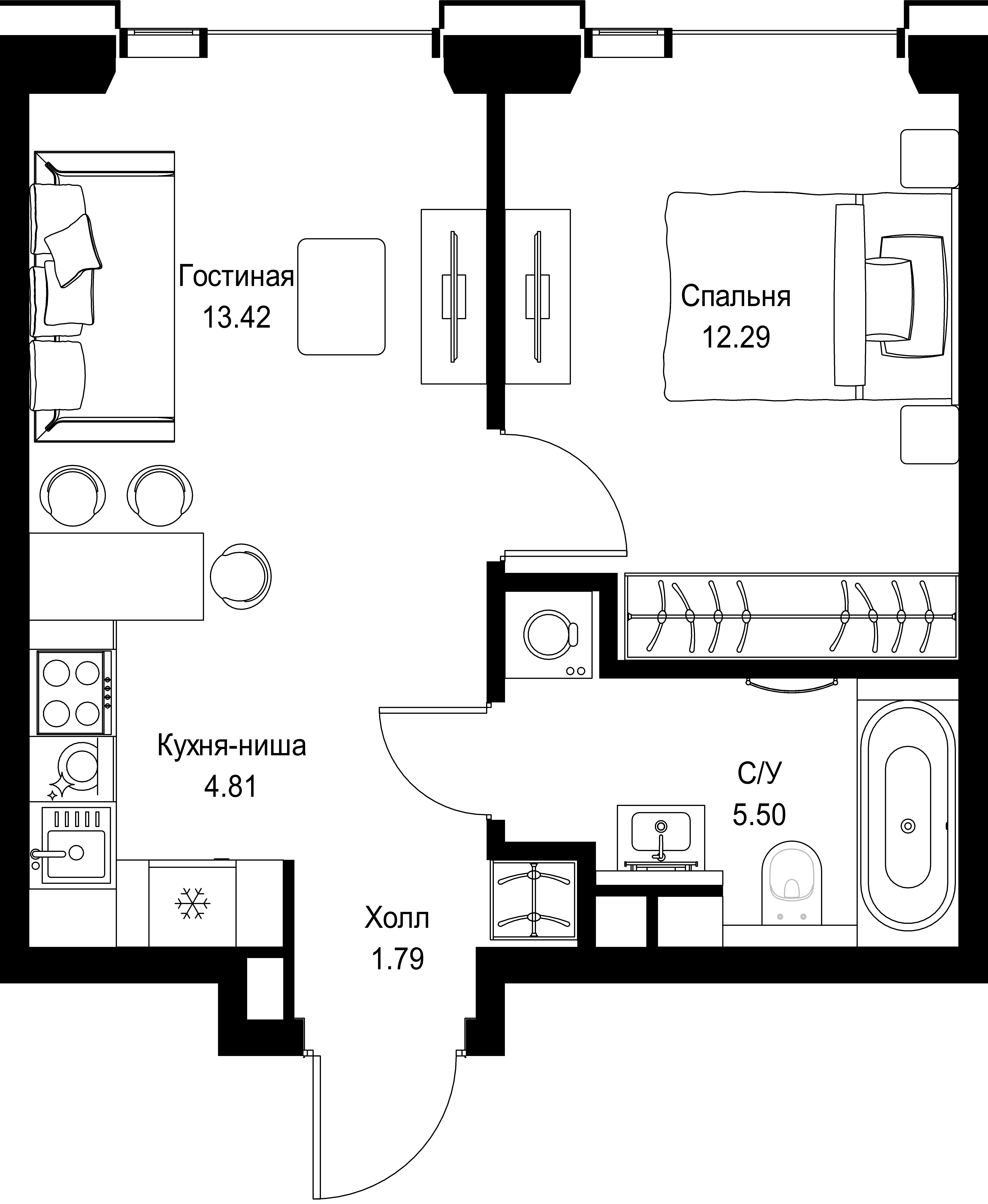 1-комнатная, 37,81 м² — 20 793 609 ₽