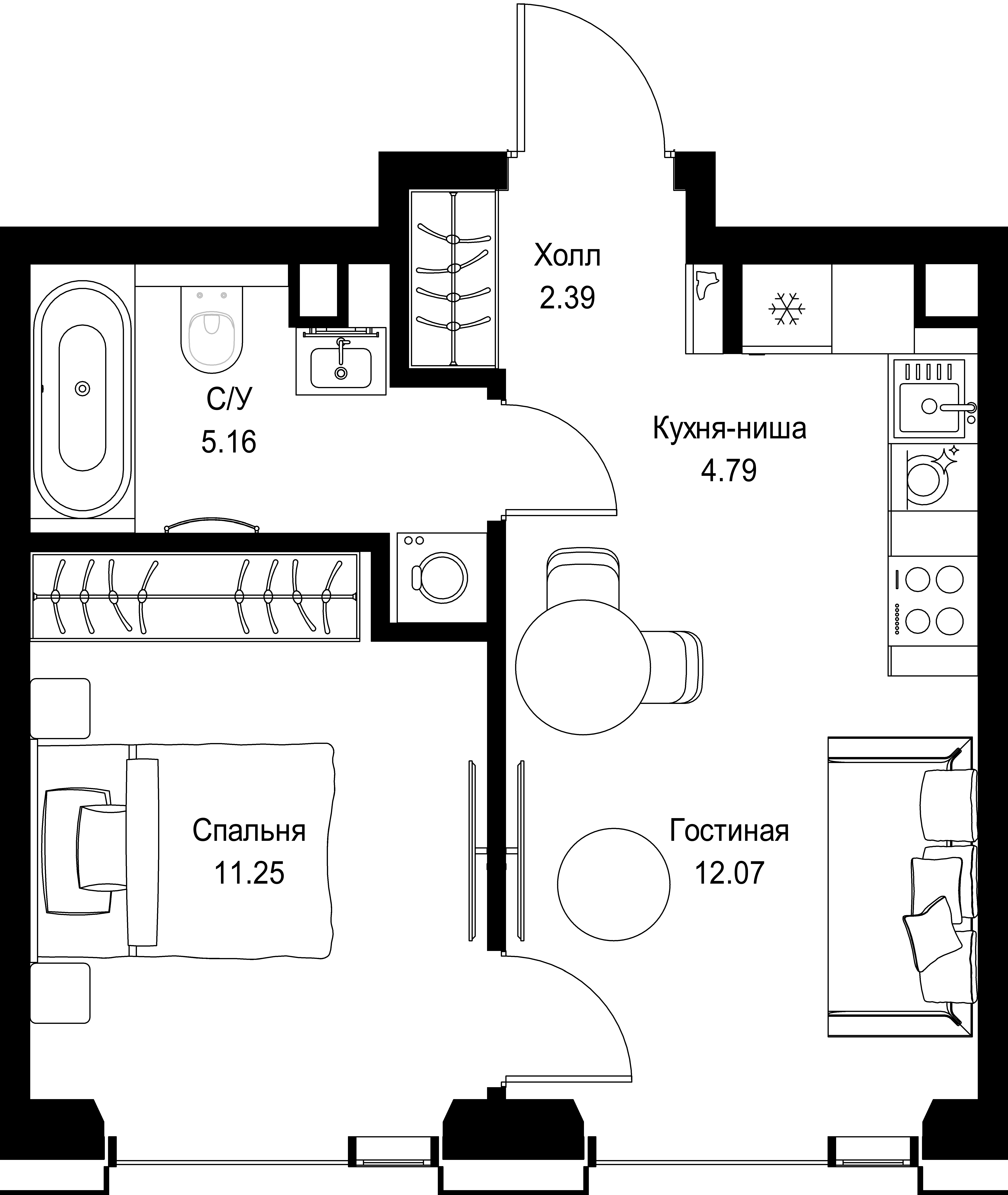 1-комнатная, 35,66 м² — 20 429 614 ₽