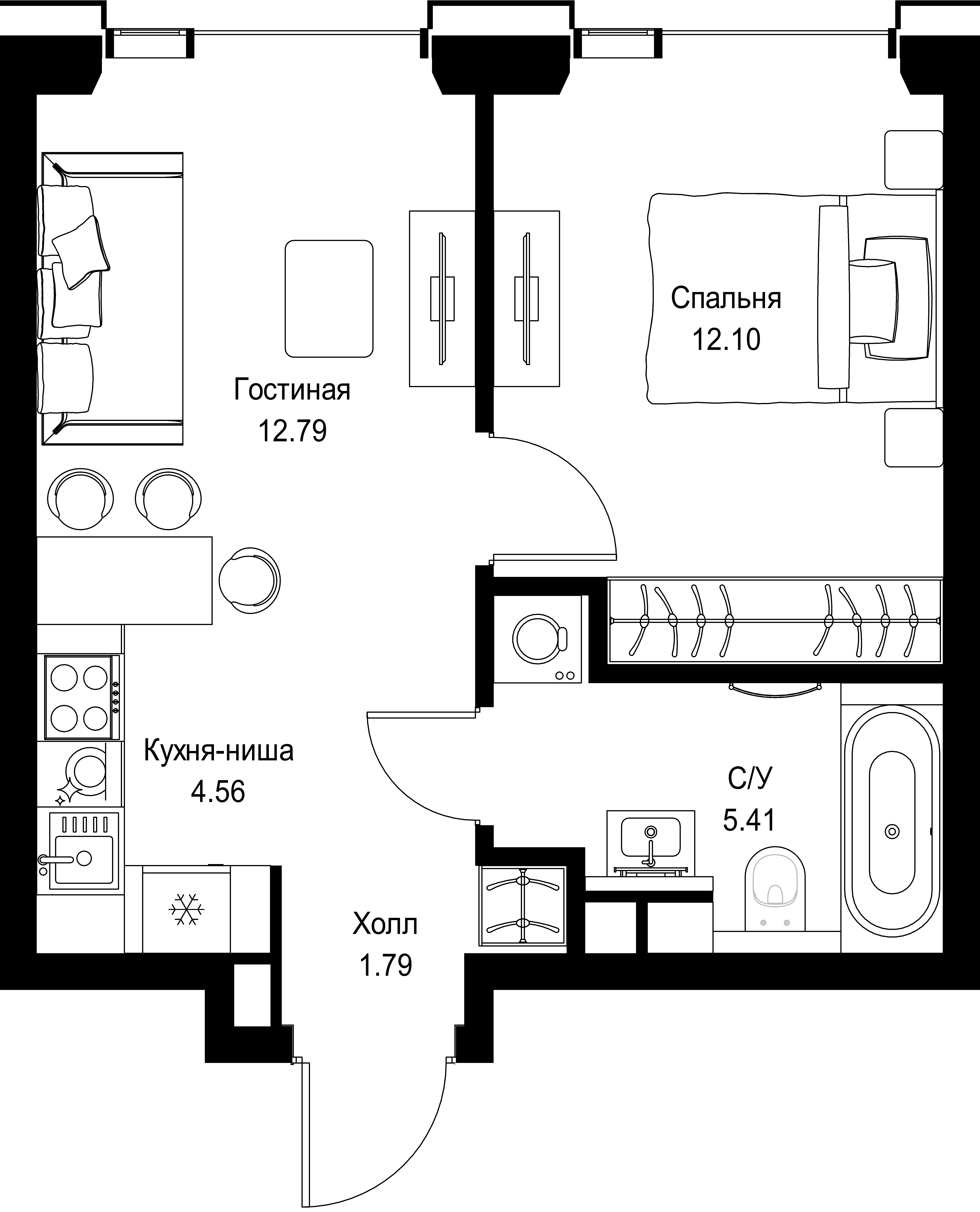 1-комнатная, 36,65 м² — 20 186 820 ₽
