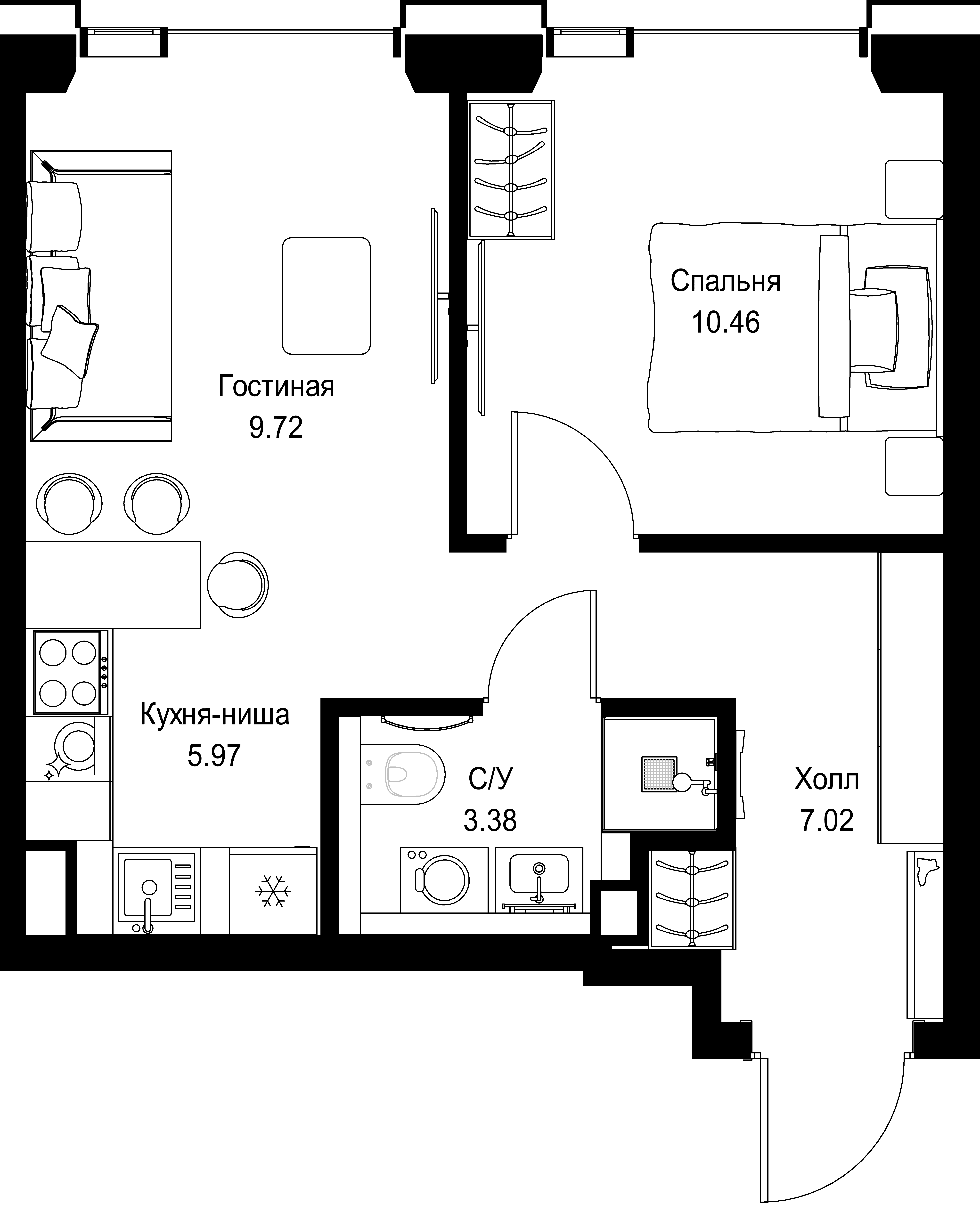 1-комнатная, 36,55 м² — 20 131 740 ₽