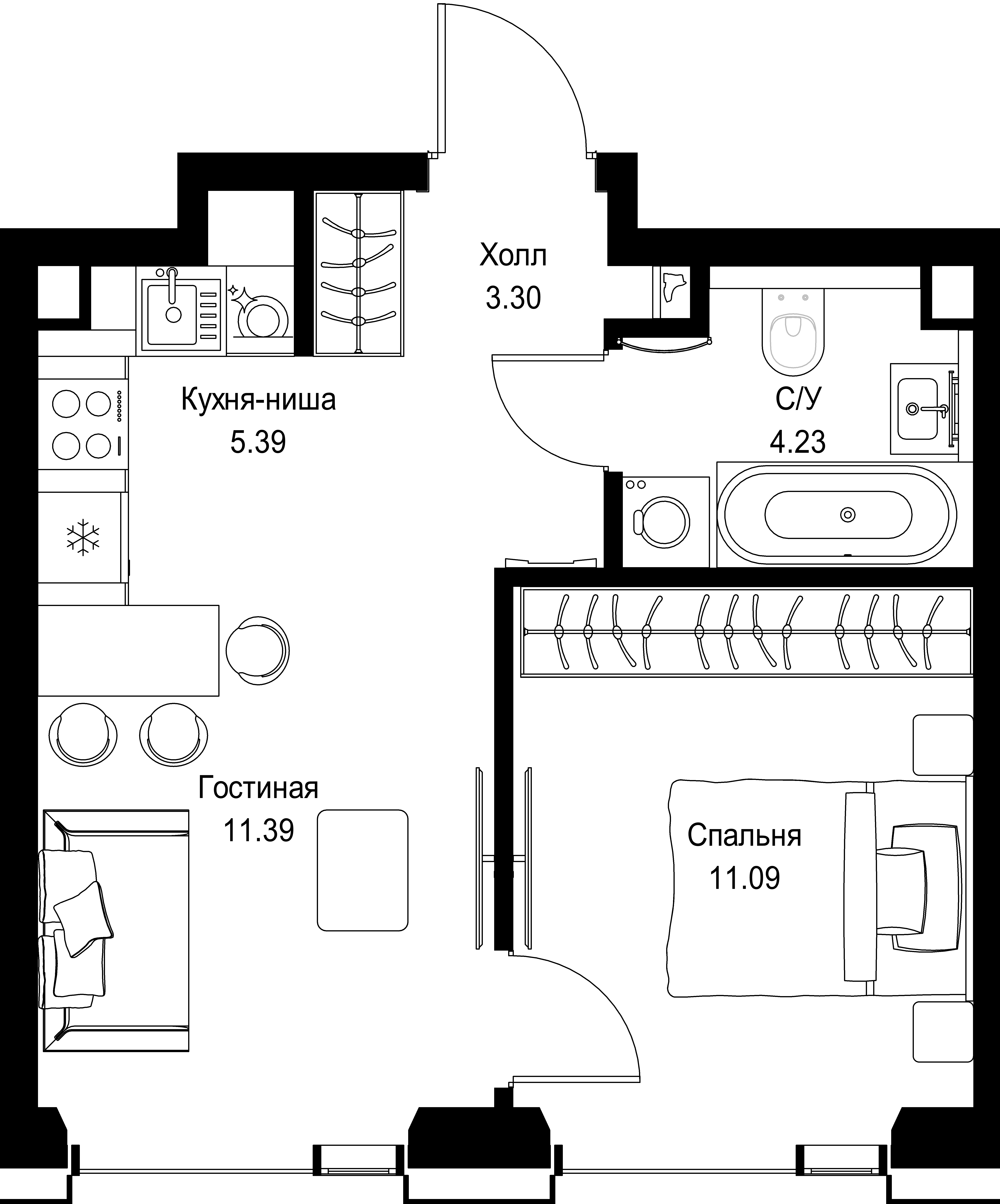 1-комнатная, 35,4 м² — 20 792 190 ₽