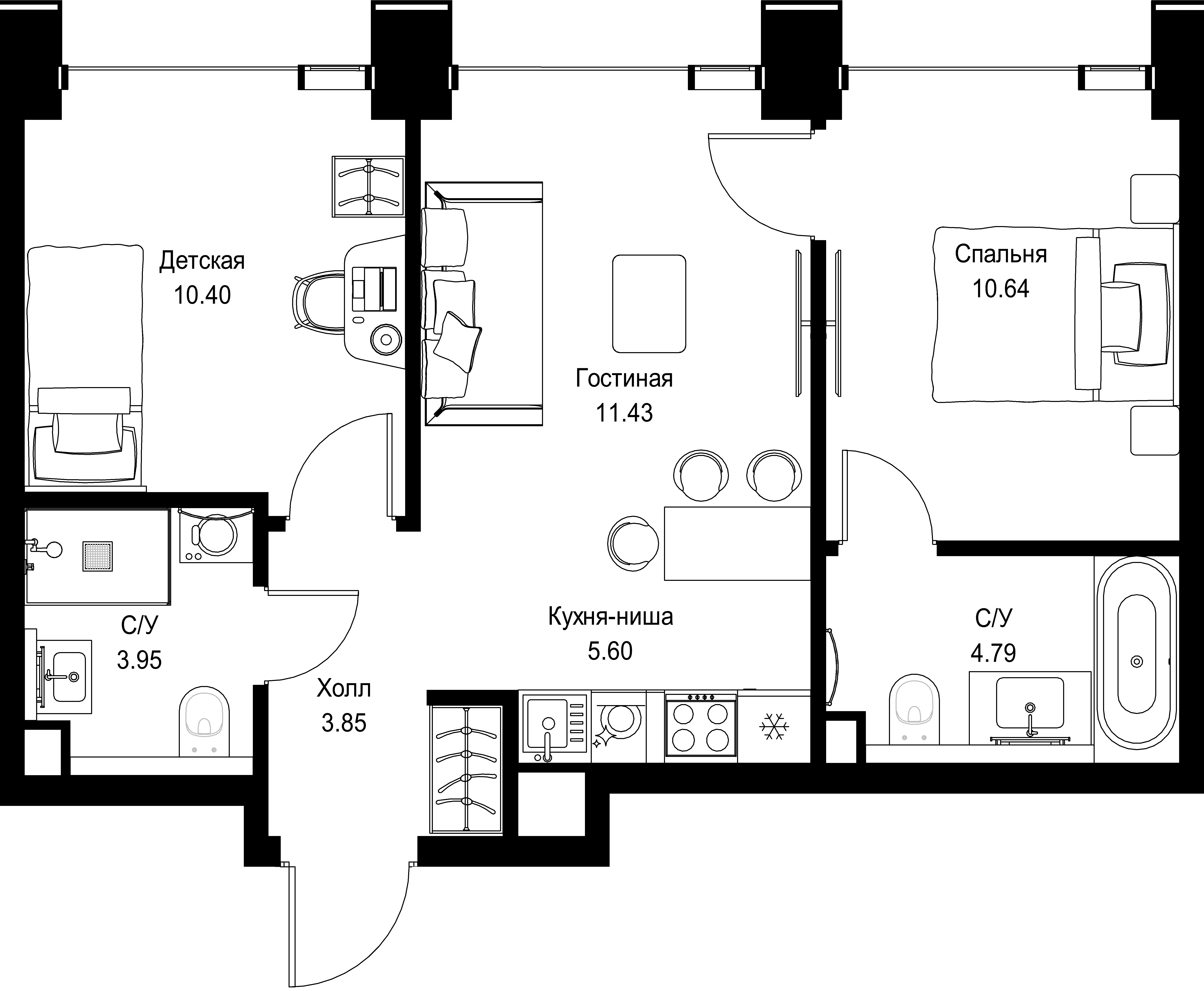 2-комнатная, 50,66 м² — 29 841 273 ₽