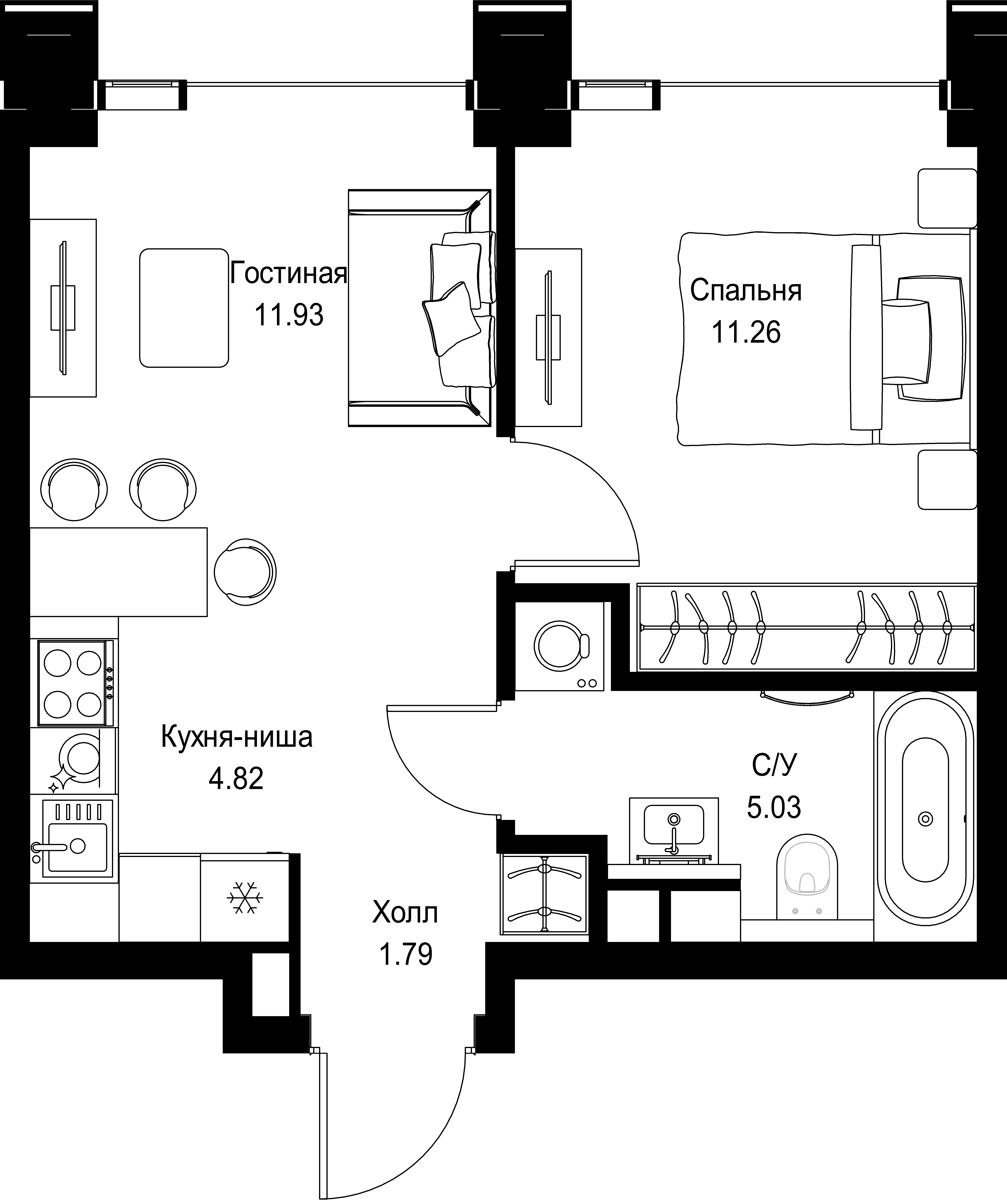 1-комнатная, 34,83 м² — 22 322 547 ₽