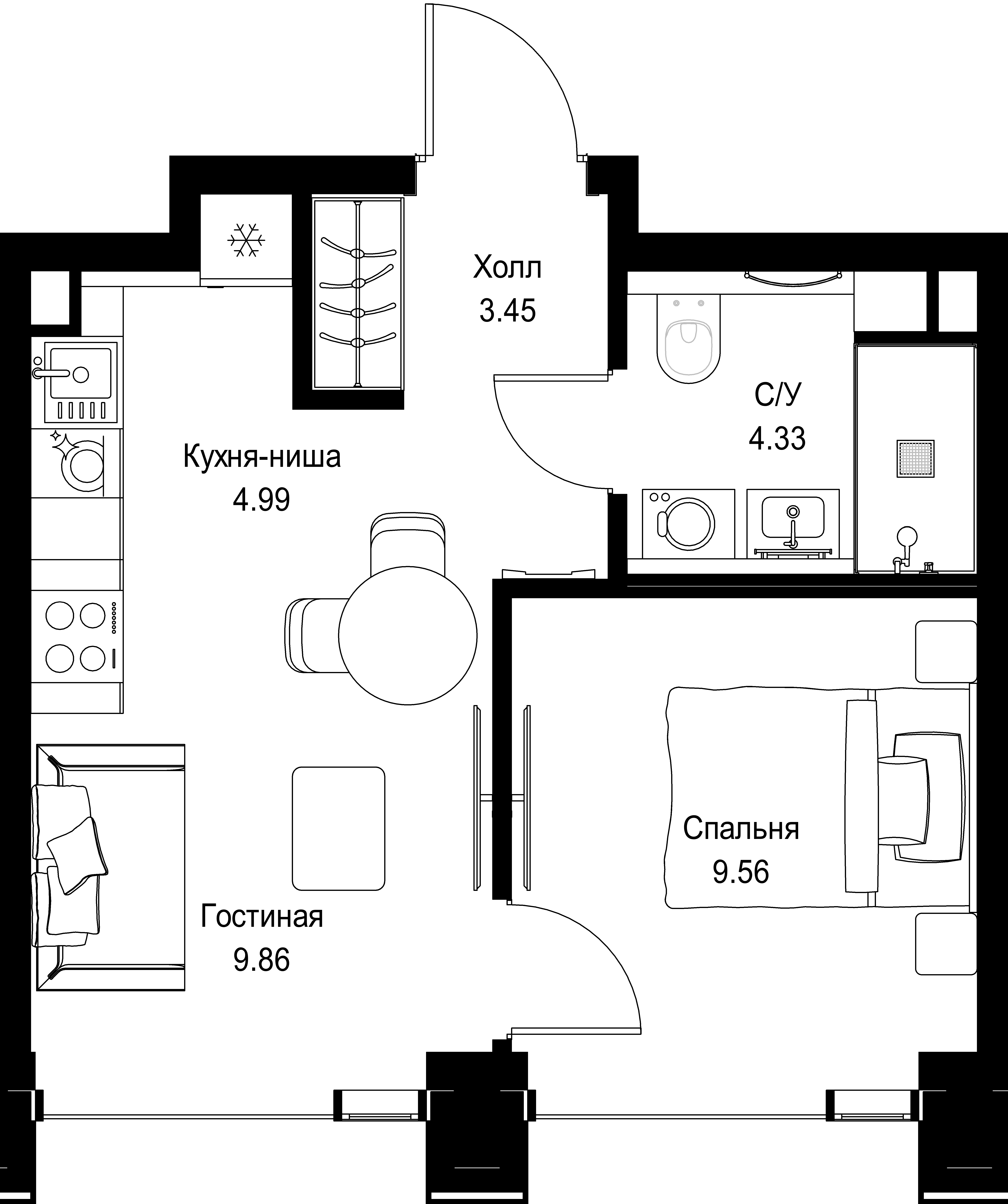 1-комнатная, 32,19 м² — 21 998 646 ₽