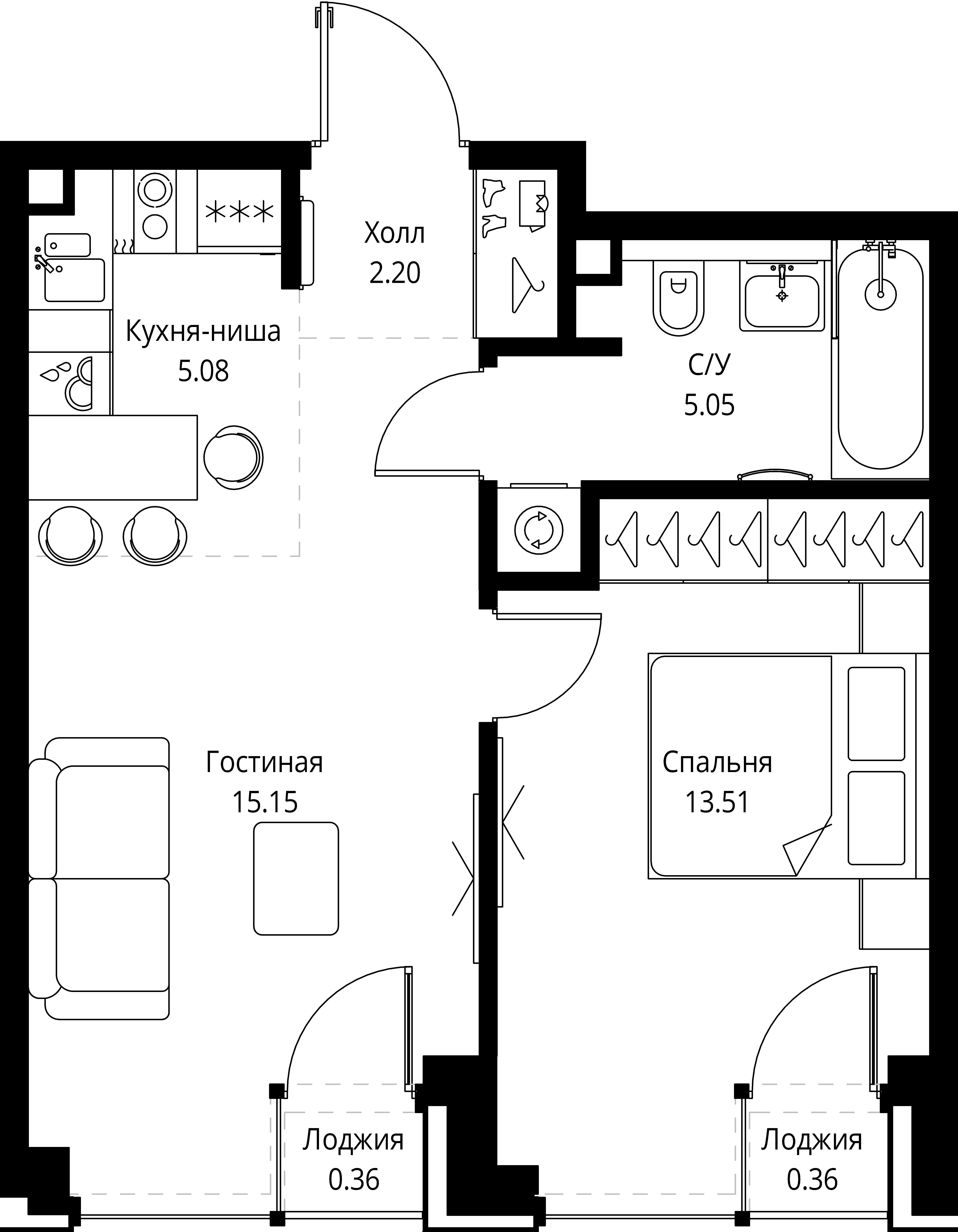 1-комнатная, 41,71 м² — 27 441 009 ₽