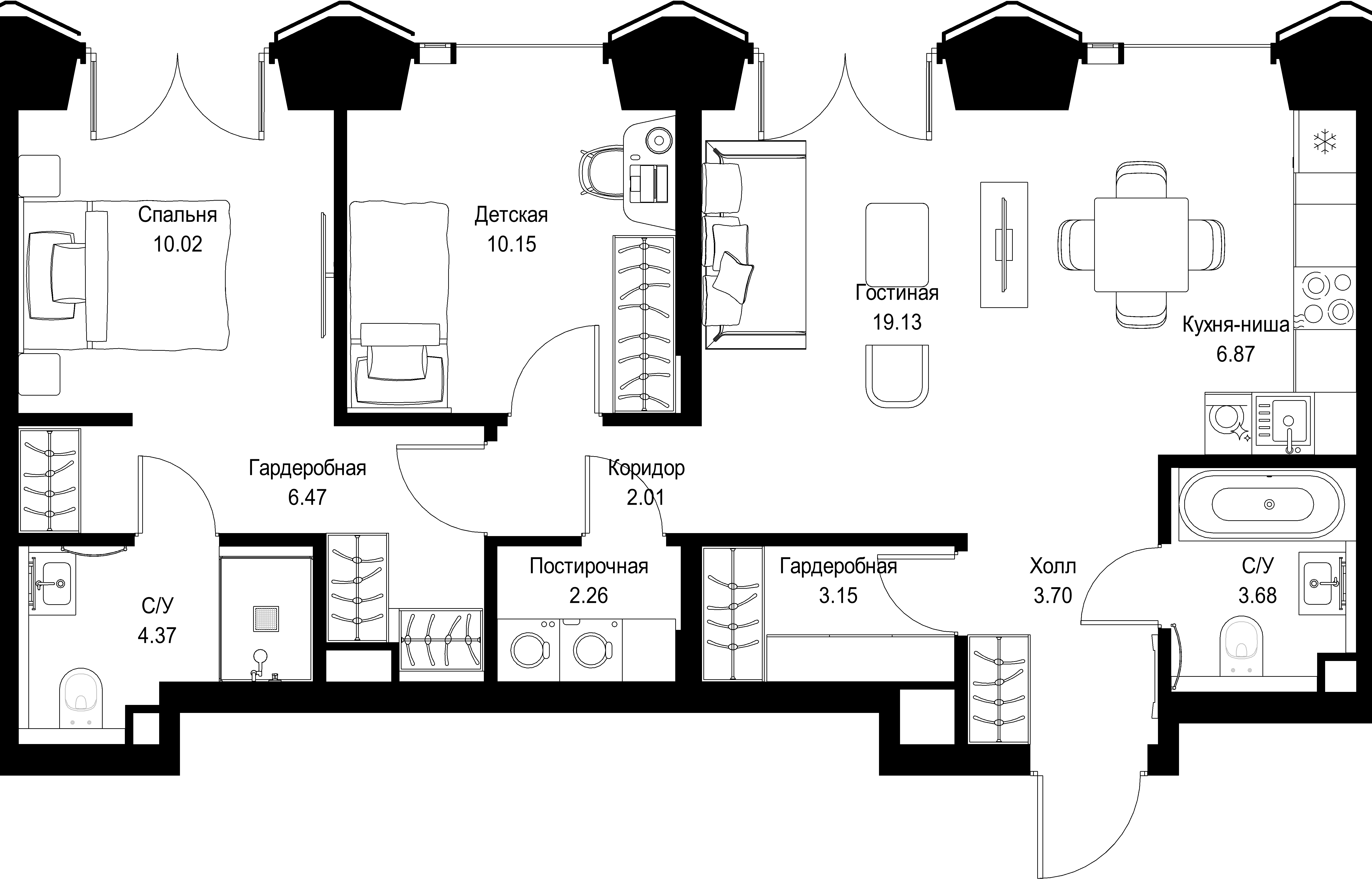 2-комнатная, 71,81 м² — 45 412 644 ₽