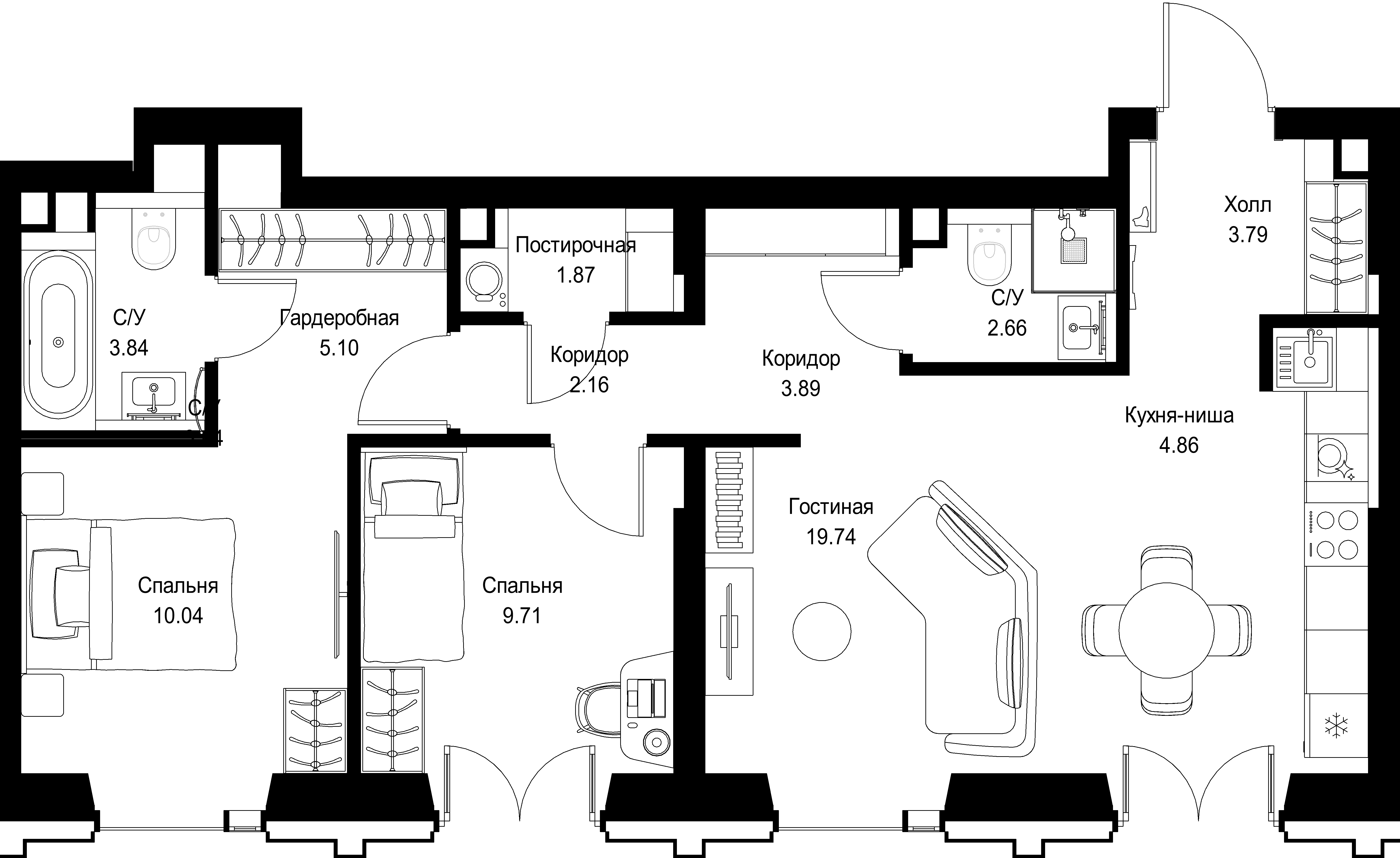 2-комнатная, 67,66 м² — 33 298 869 ₽