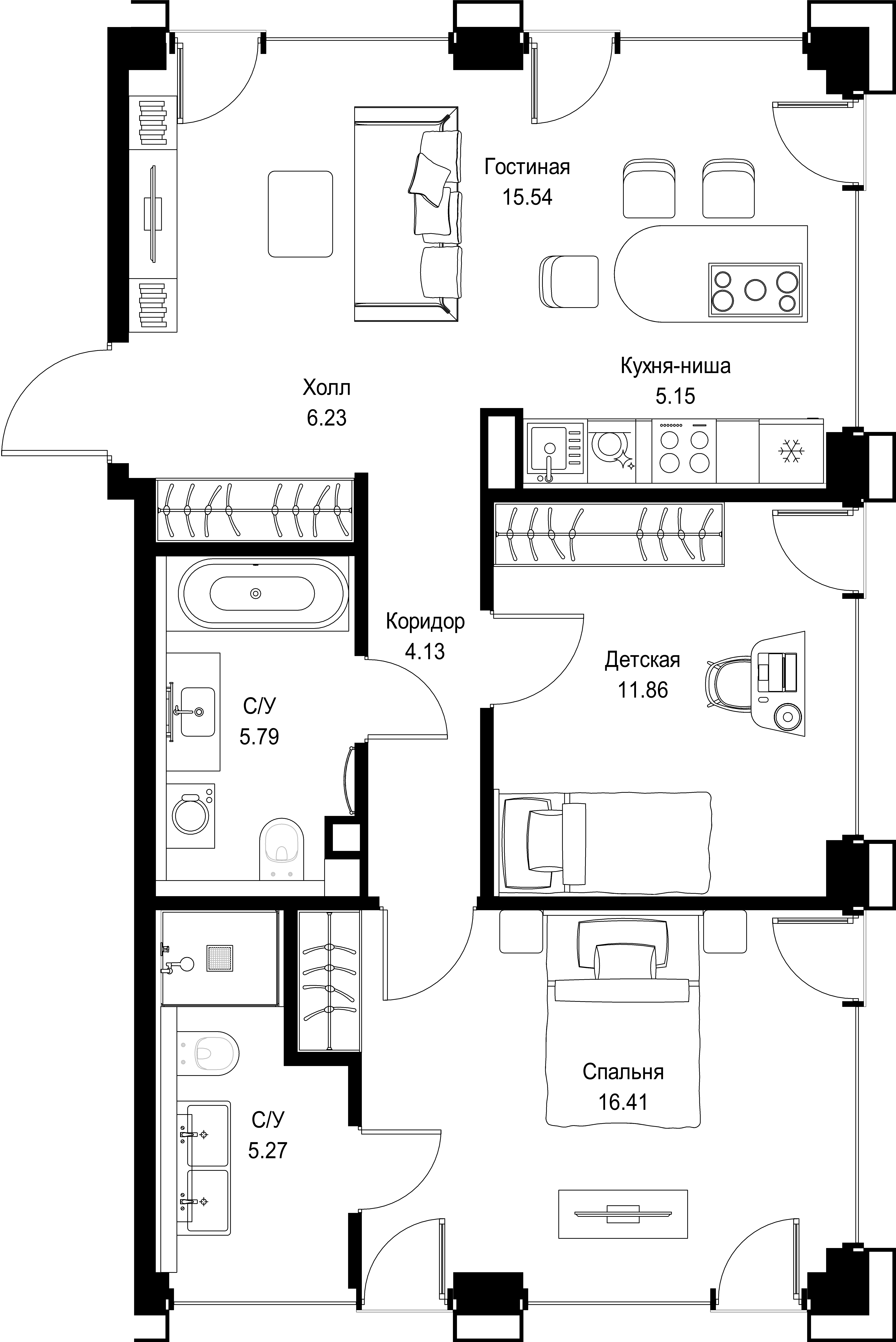 2-комнатная, 70,38 м² — 48 695 922 ₽