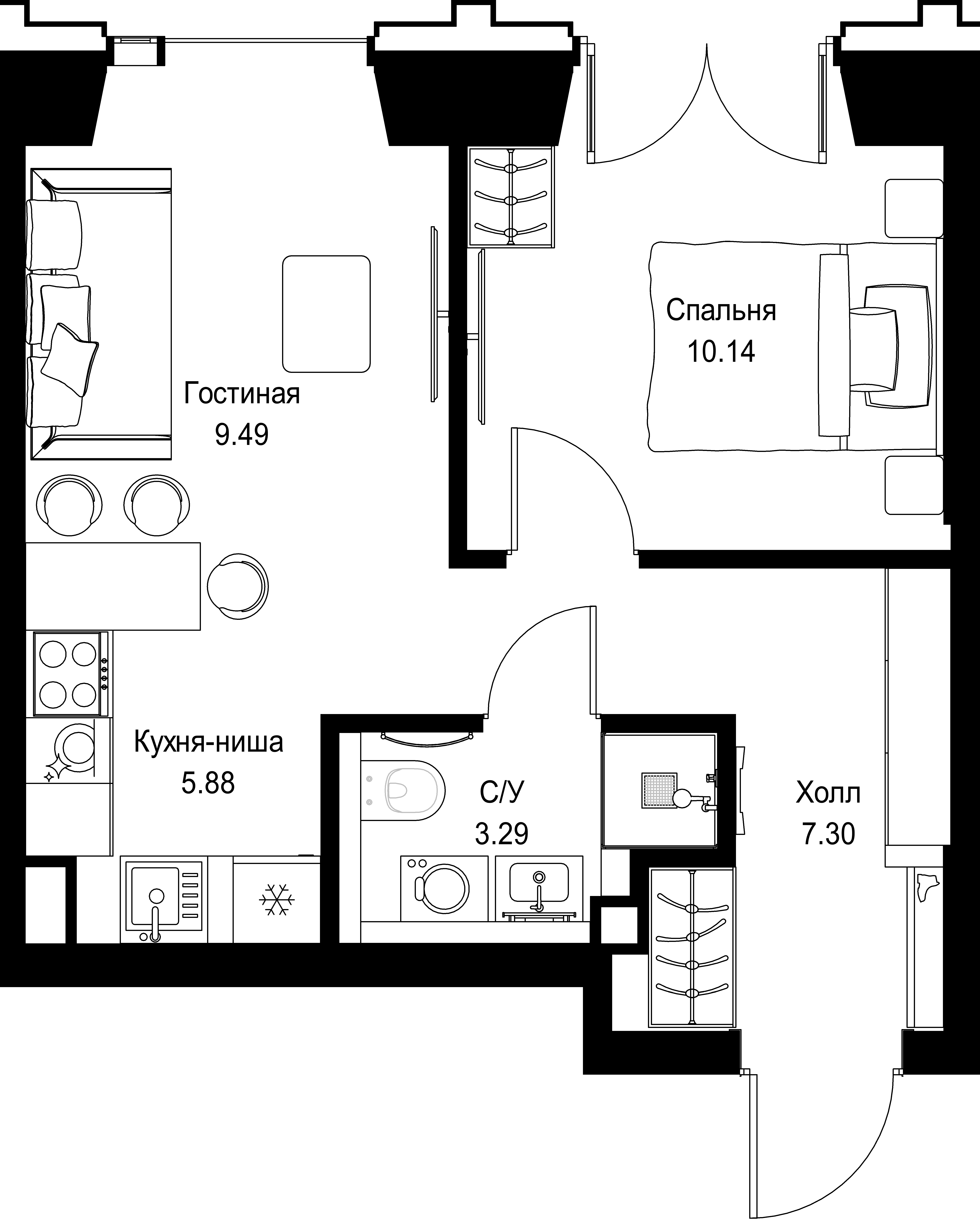 1-комнатная, 36,1 м² — 25 591 290 ₽
