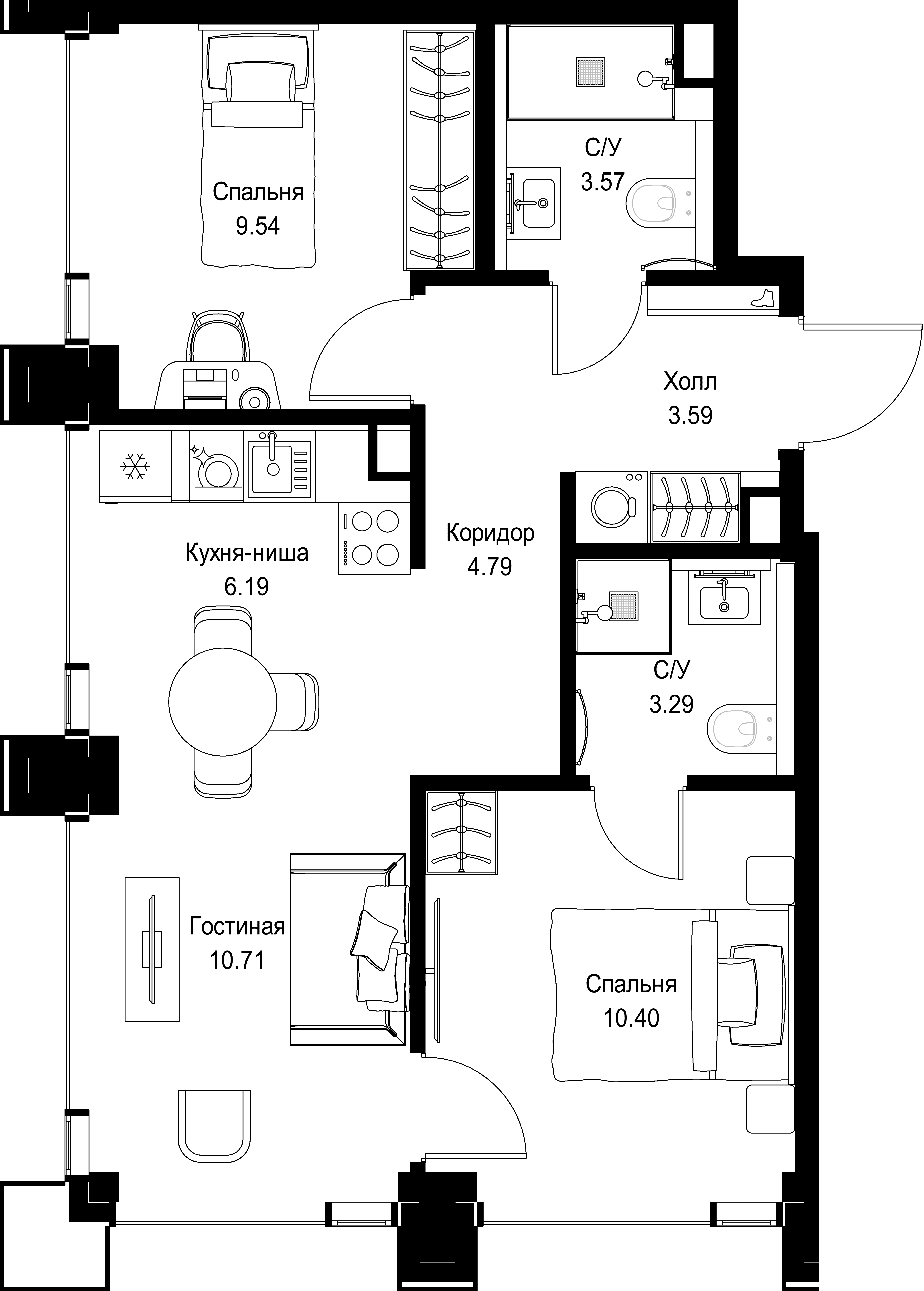 2-комнатная, 52,08 м² — 27 711 768 ₽