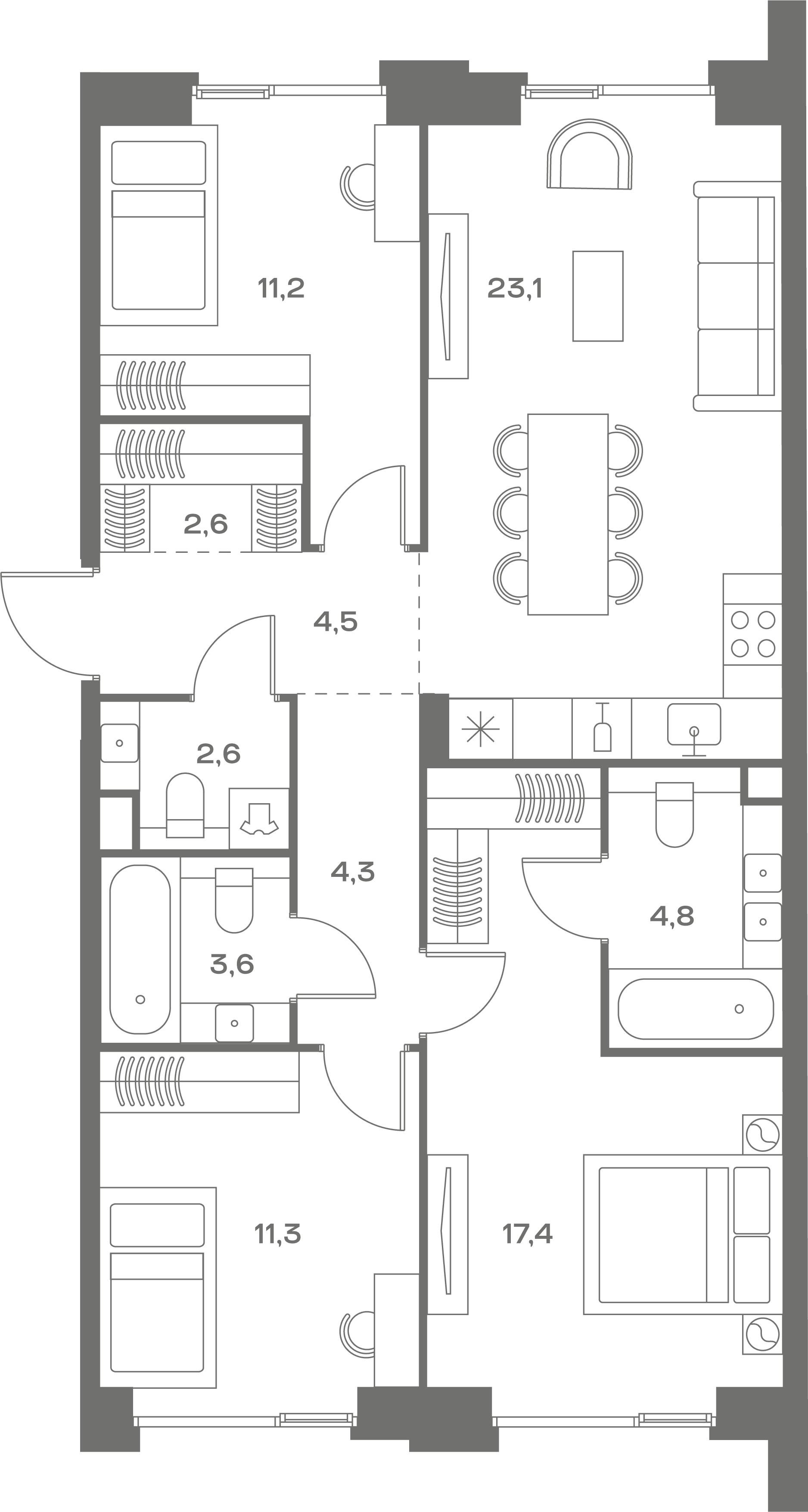 3-комнатная, 85,4 м² — 52 307 500 ₽