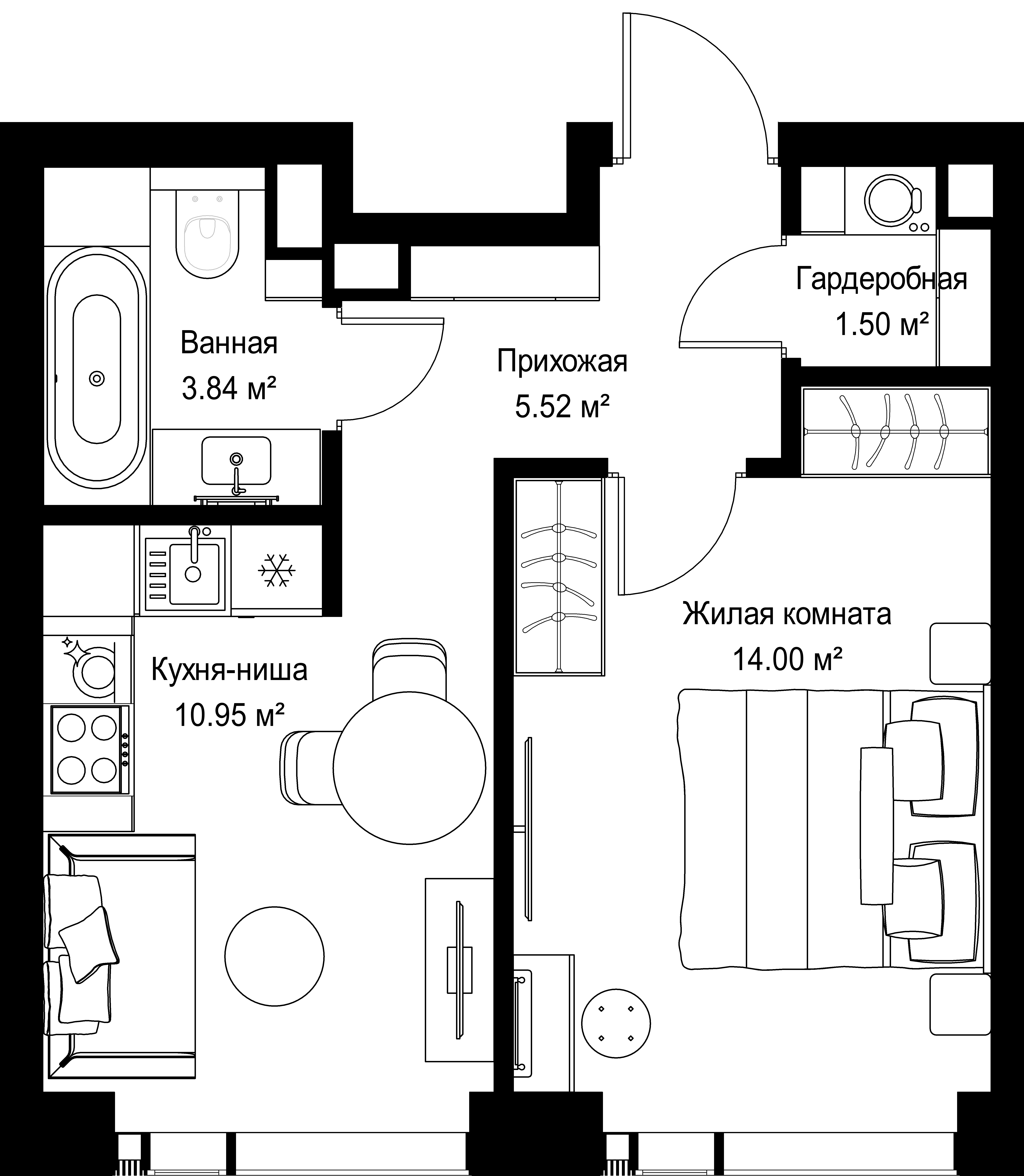 1-комнатная, 35,81 м² — 20 485 110 ₽