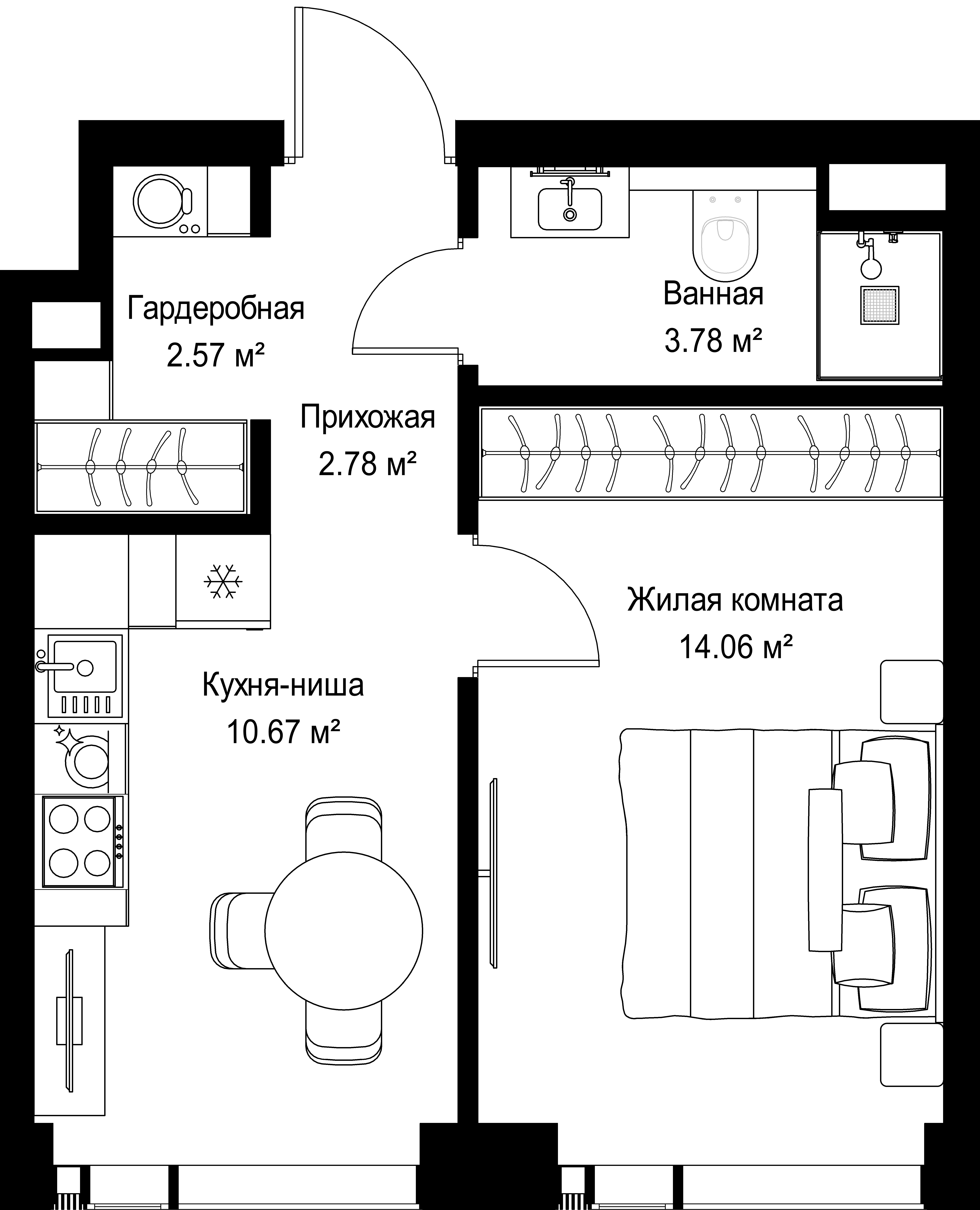 2-комнатная, 58,5 м² — 36 995 400 ₽