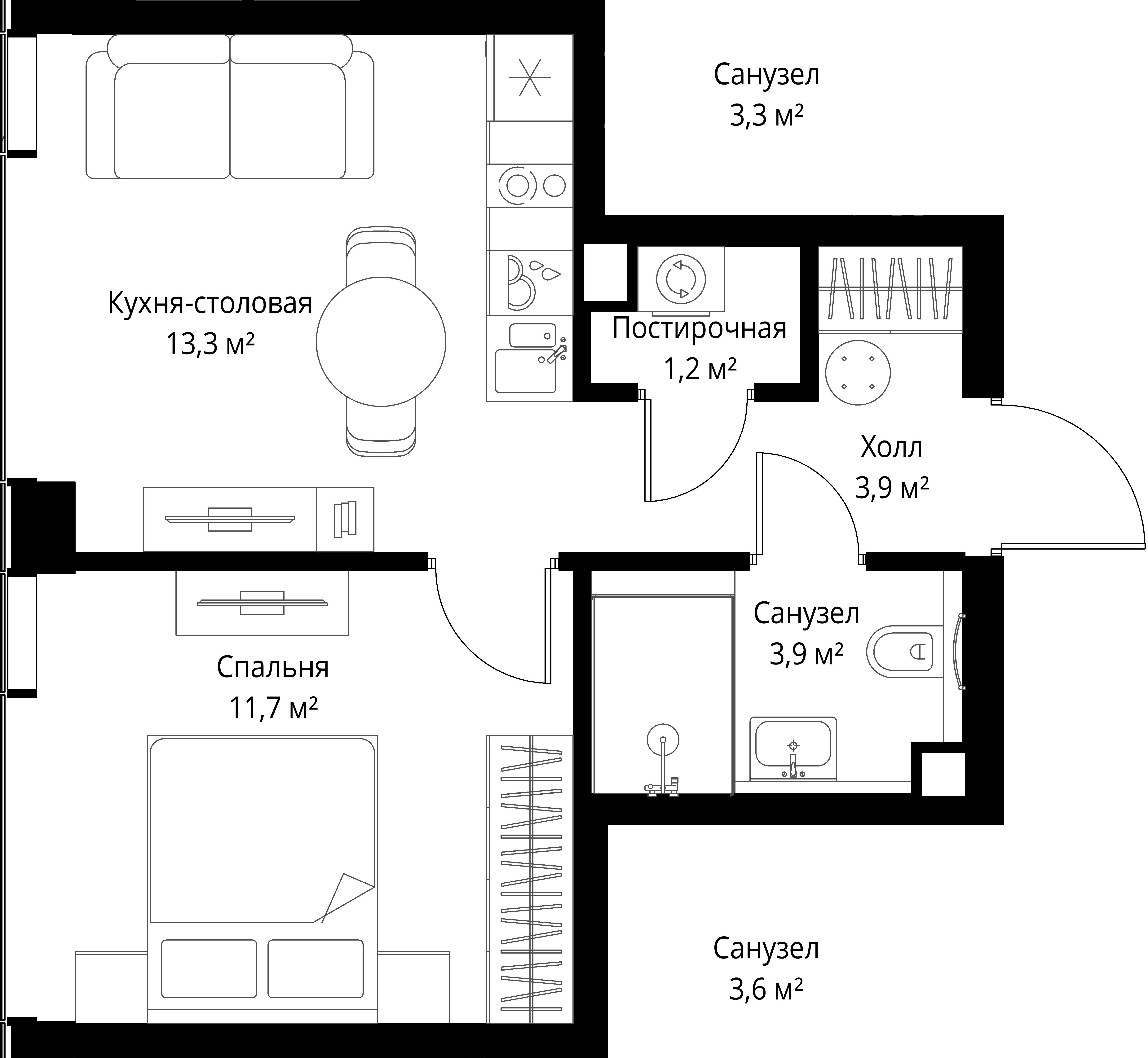 1-комнатная, 34 м² — 20 952 500 ₽