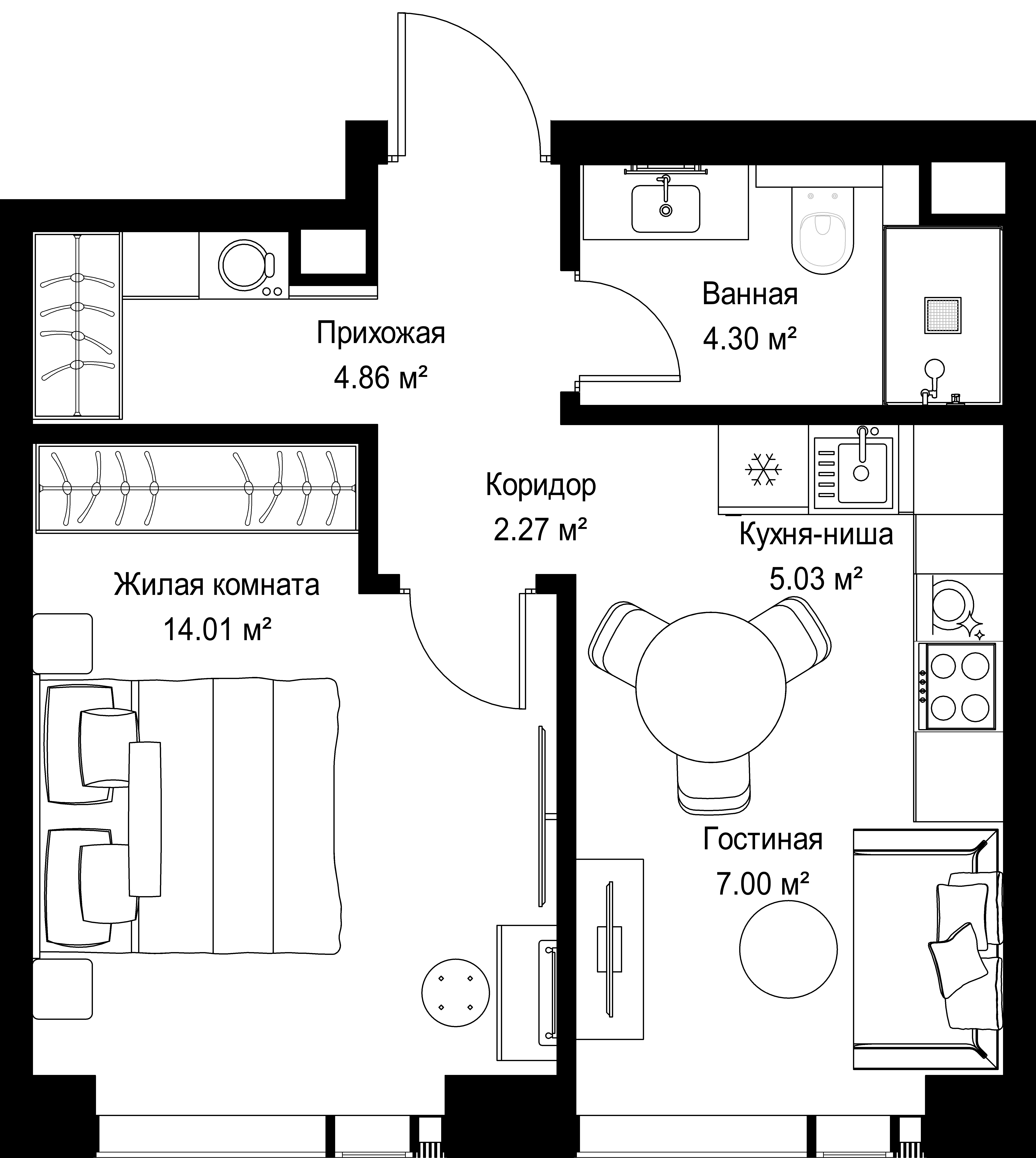 1-комнатная, 37,47 м² — 20 542 927 ₽