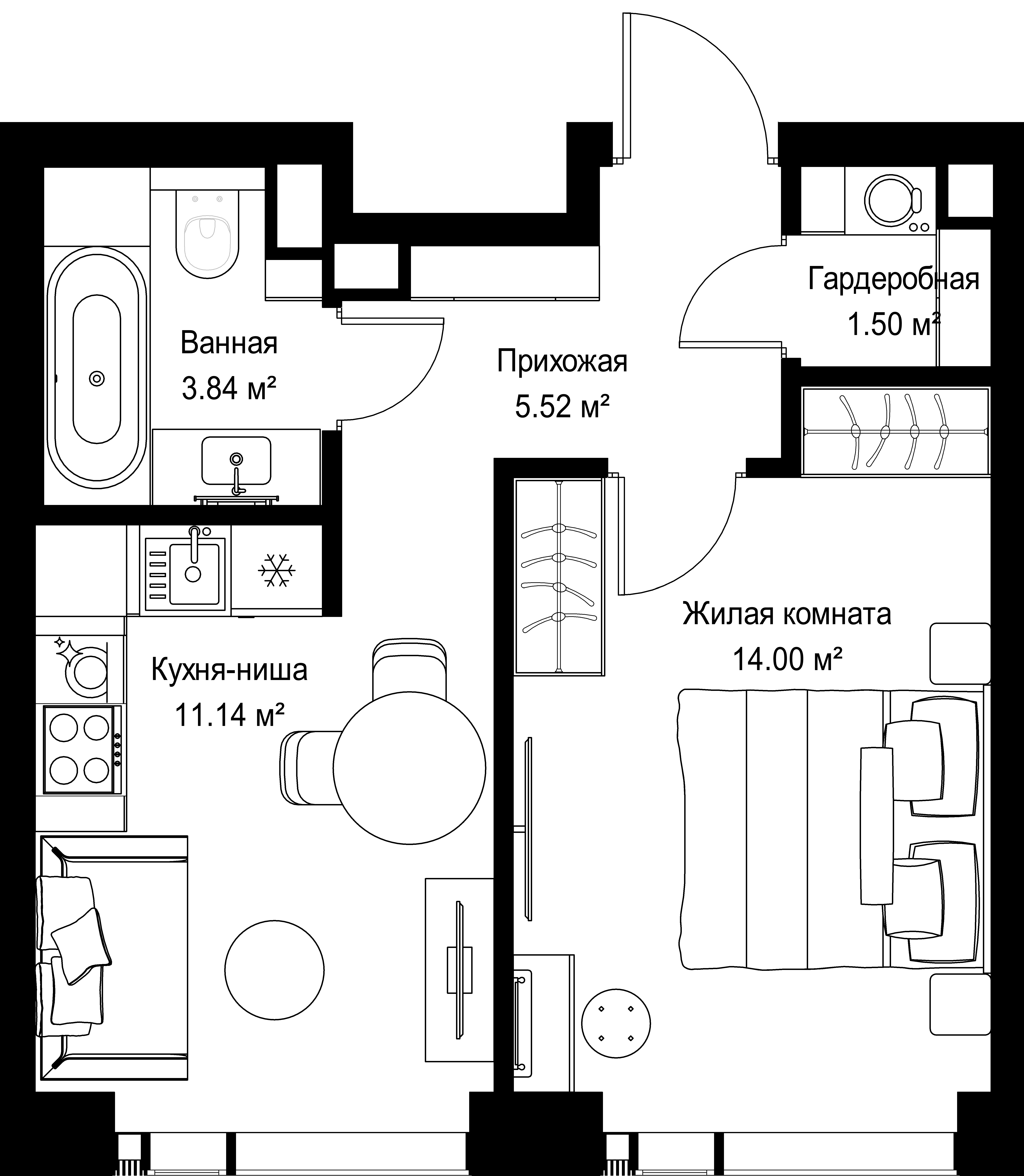 1-комнатная, 36 м² — 20 685 600 ₽