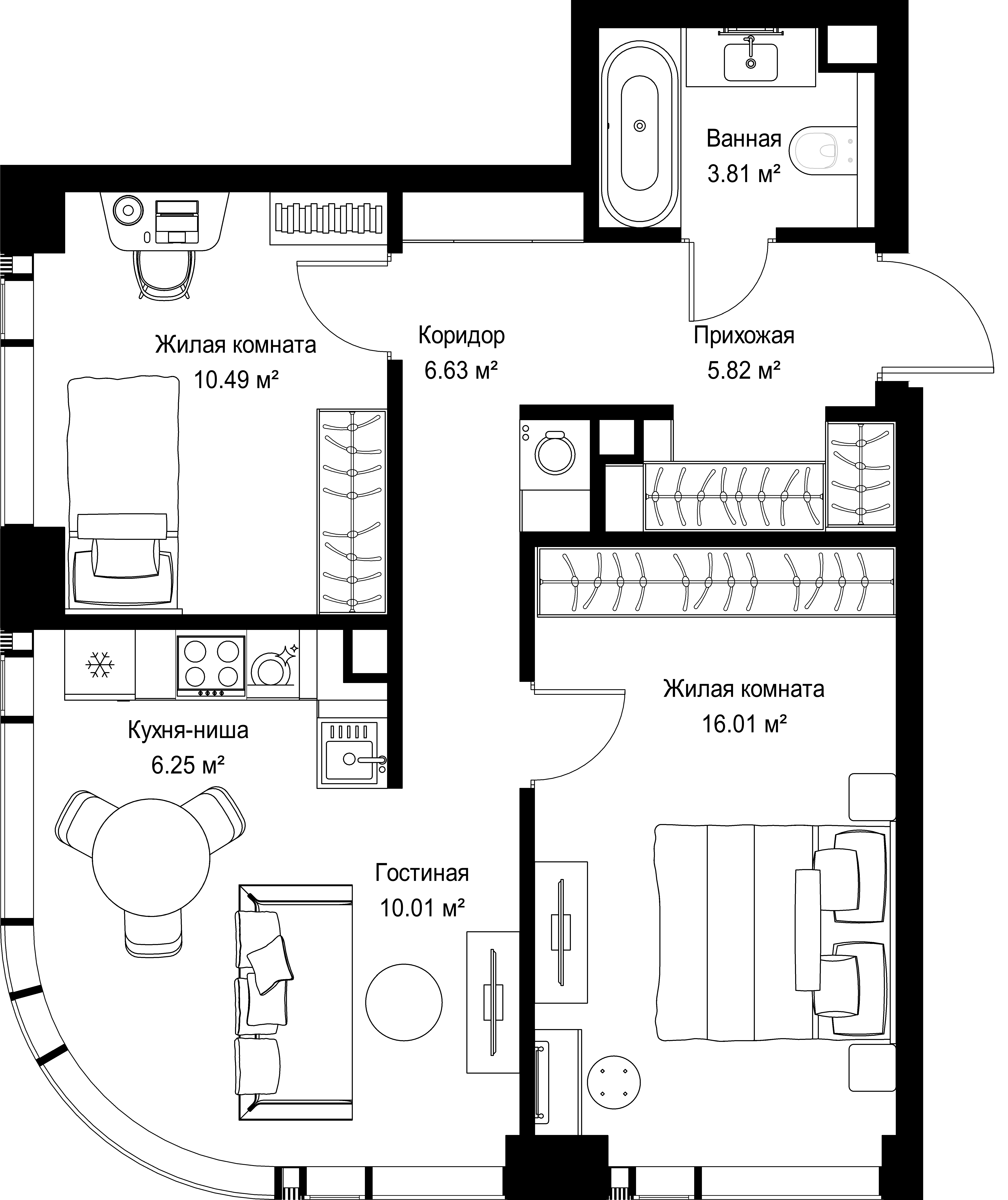 2-комнатная, 59,02 м² — 29 096 860 ₽