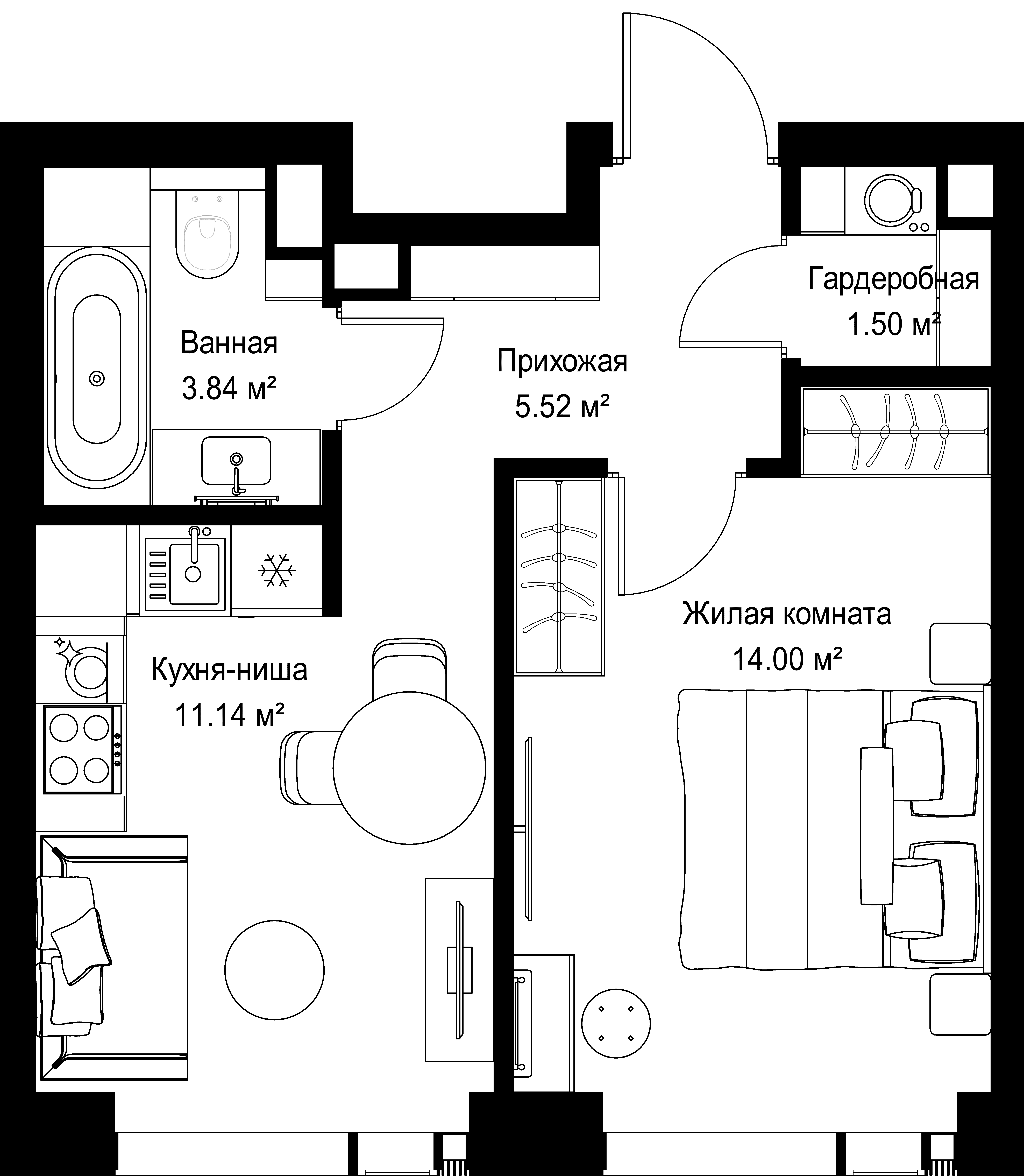 1-комнатная, 36 м² — 20 746 800 ₽
