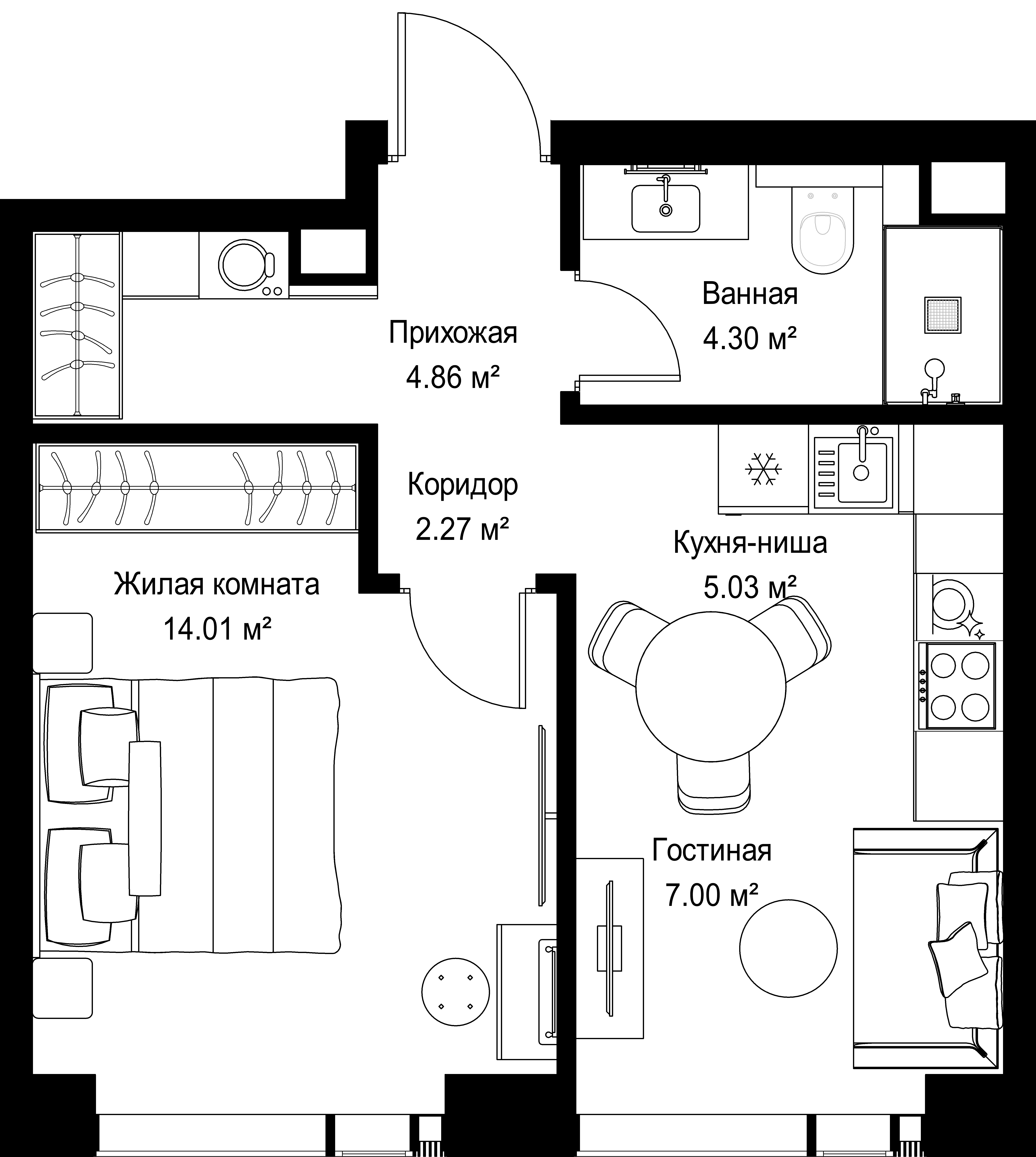 1-комнатная, 37,47 м² — 20 670 325 ₽