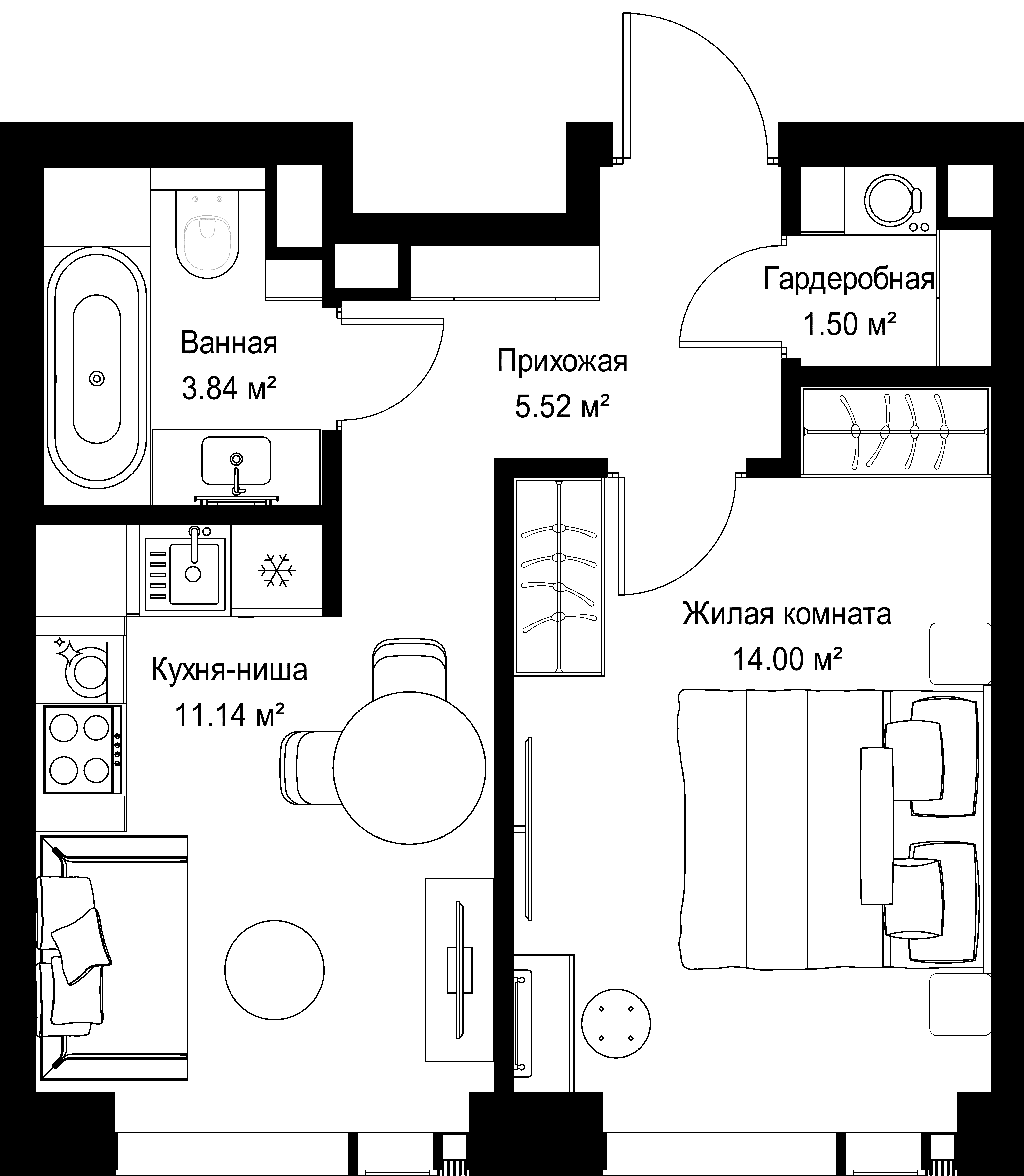 1-комнатная, 36 м² — 20 777 400 ₽
