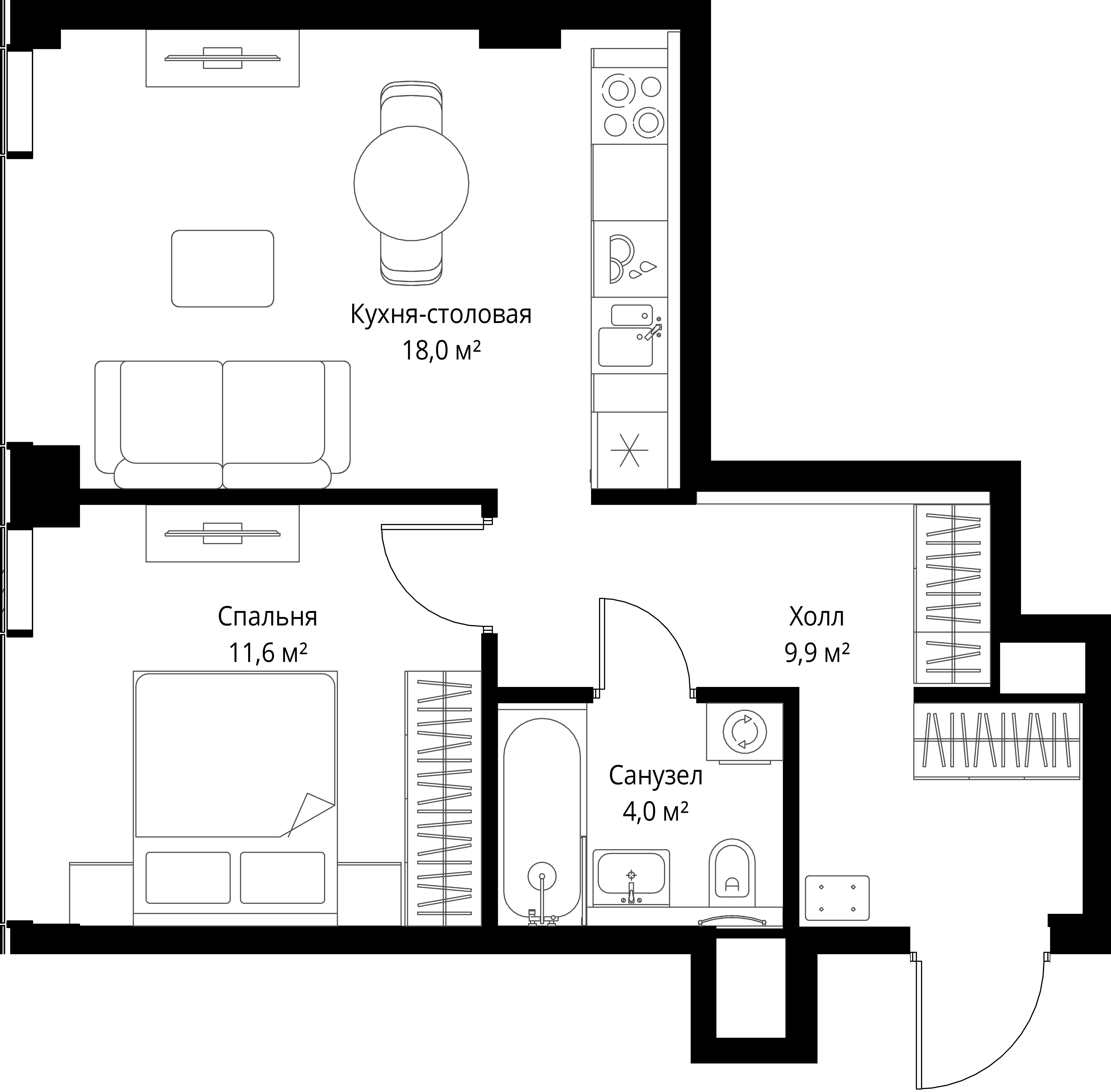 1-комнатная, 43,5 м² — 24 514 425 ₽