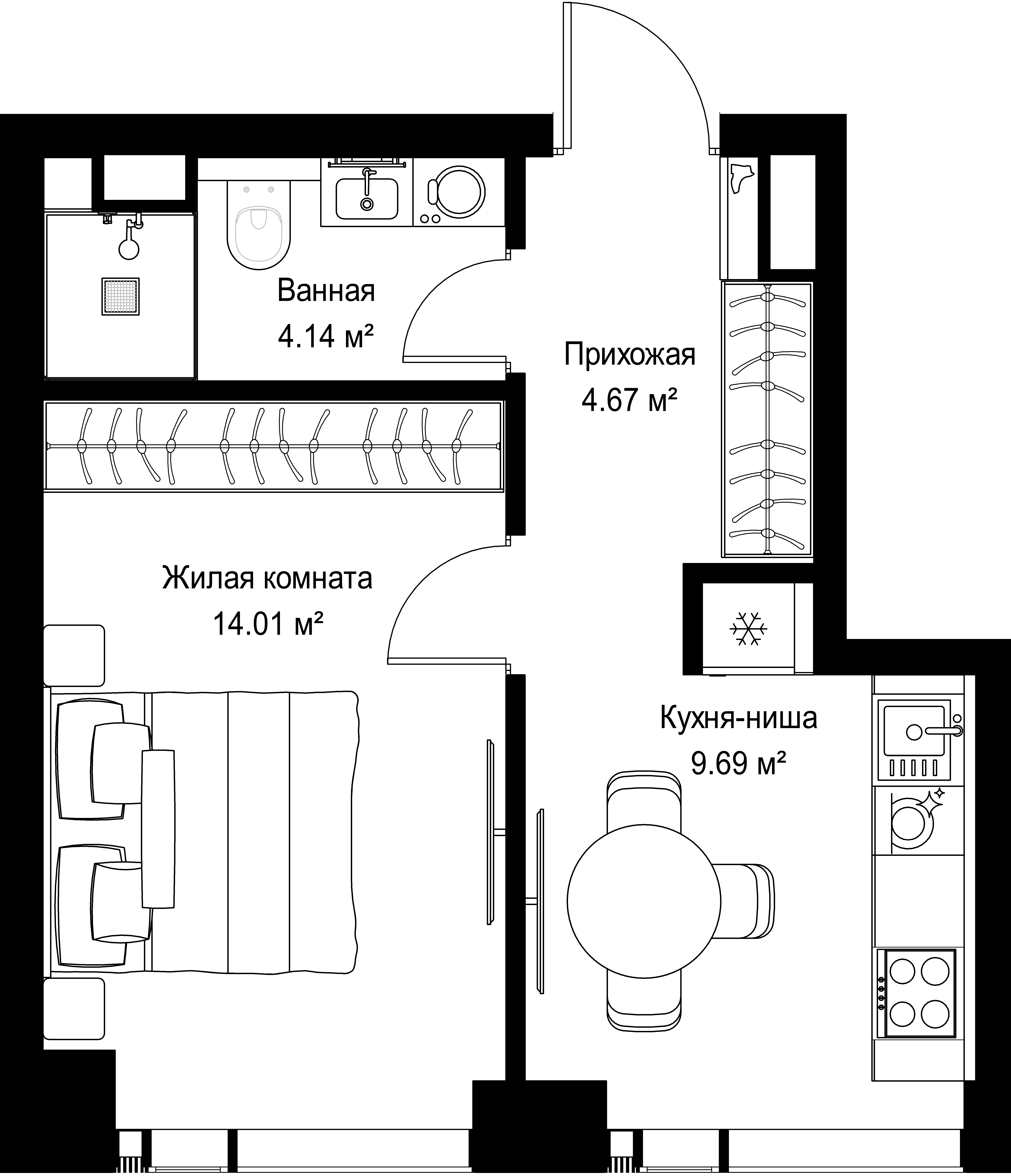 1-комнатная, 32,51 м² — 18 873 680 ₽