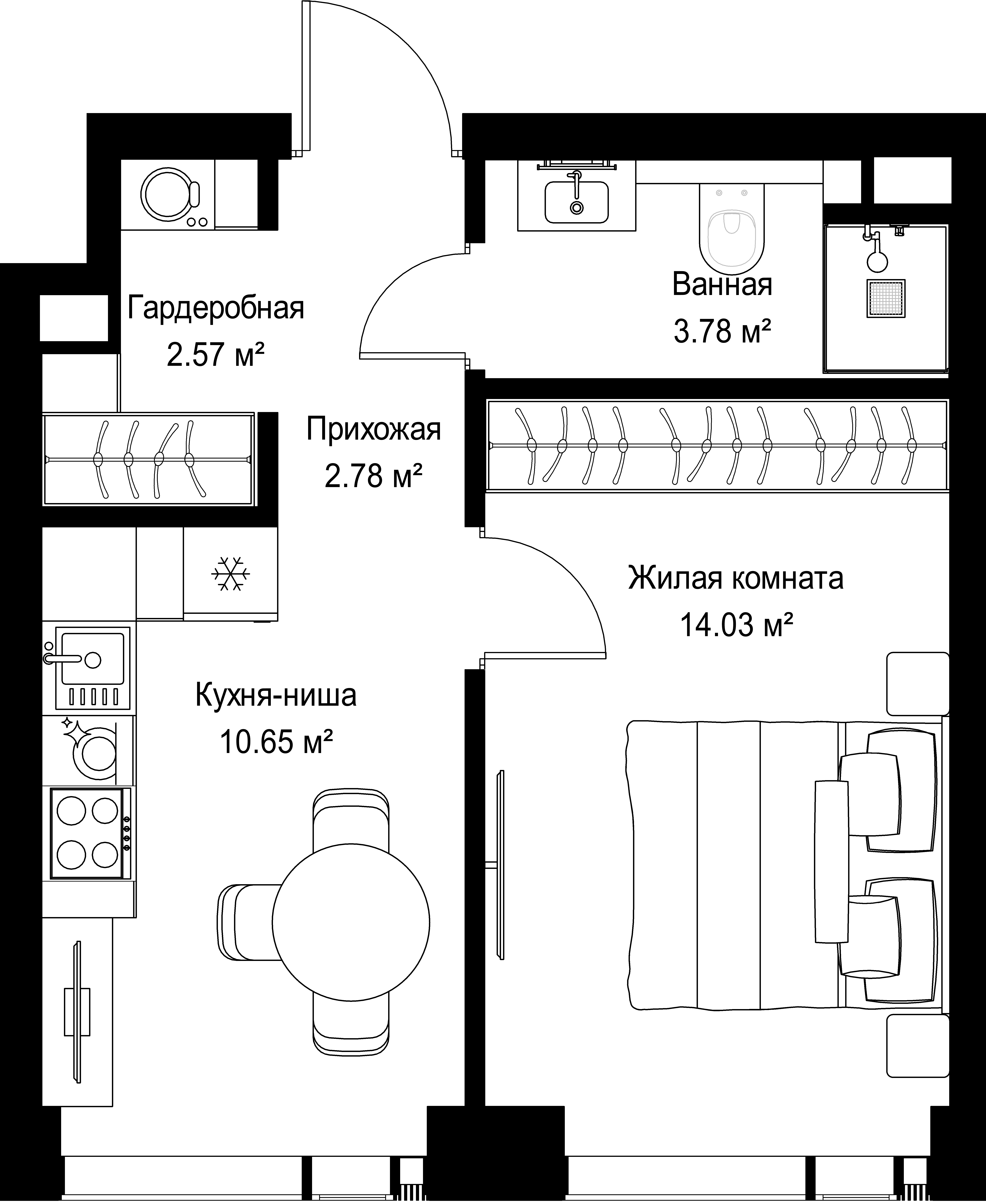1-комнатная, 33,81 м² — 19 915 780 ₽