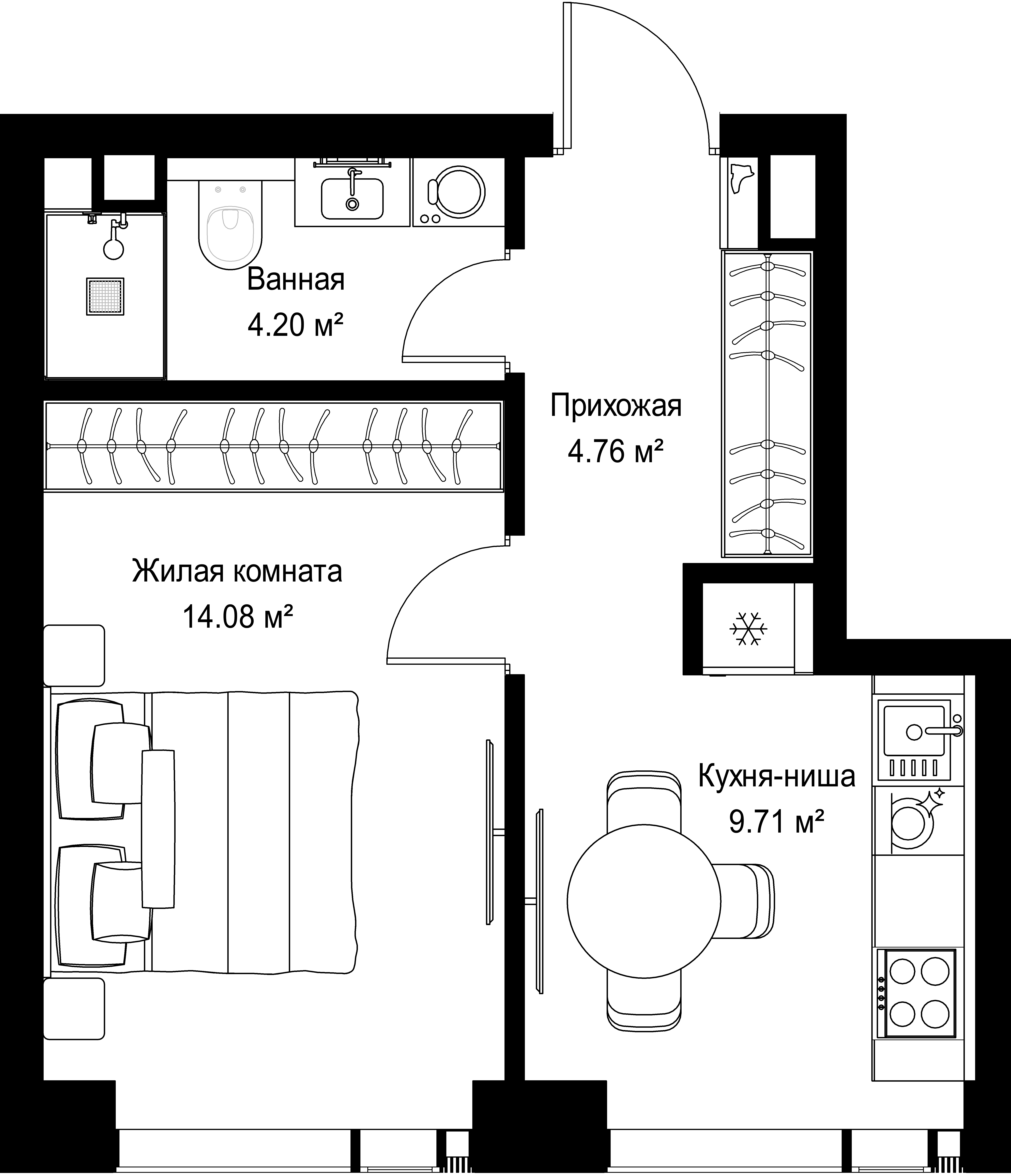 1-комнатная, 32,75 м² — 19 291 387 ₽