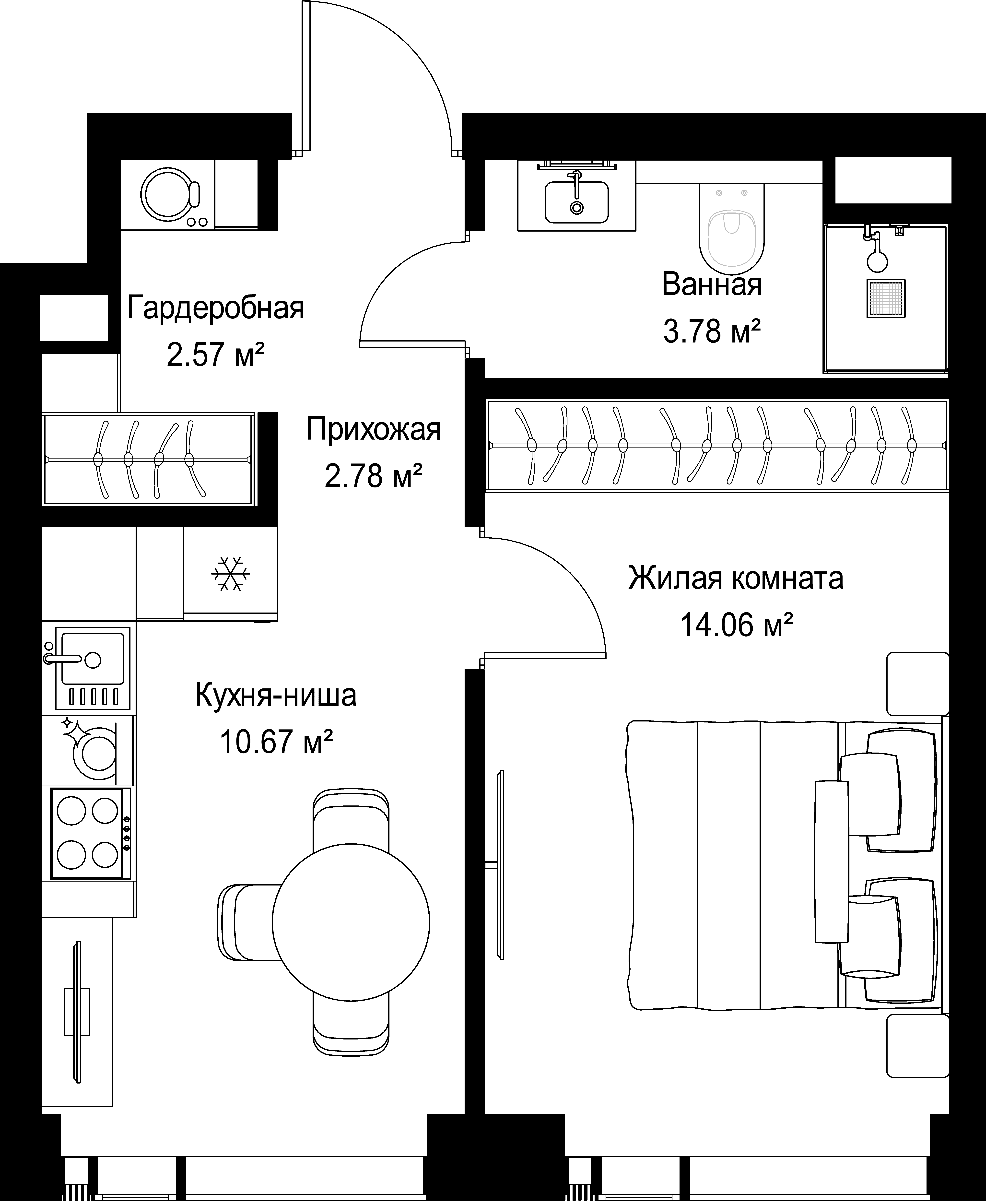 1-комнатная, 33,86 м² — 20 002 795 ₽