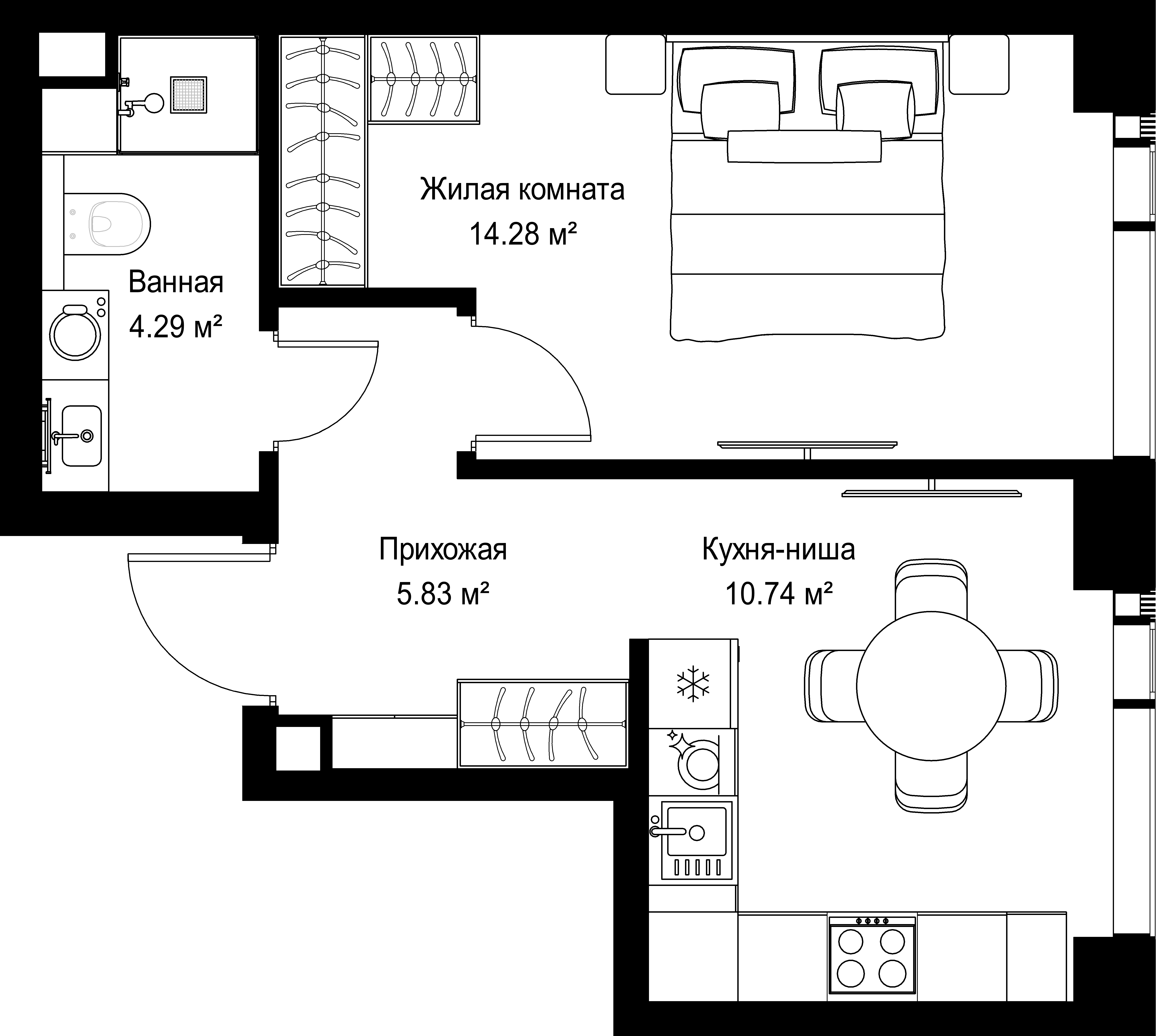 2-комнатная, 57,7 м² — 36 489 480 ₽