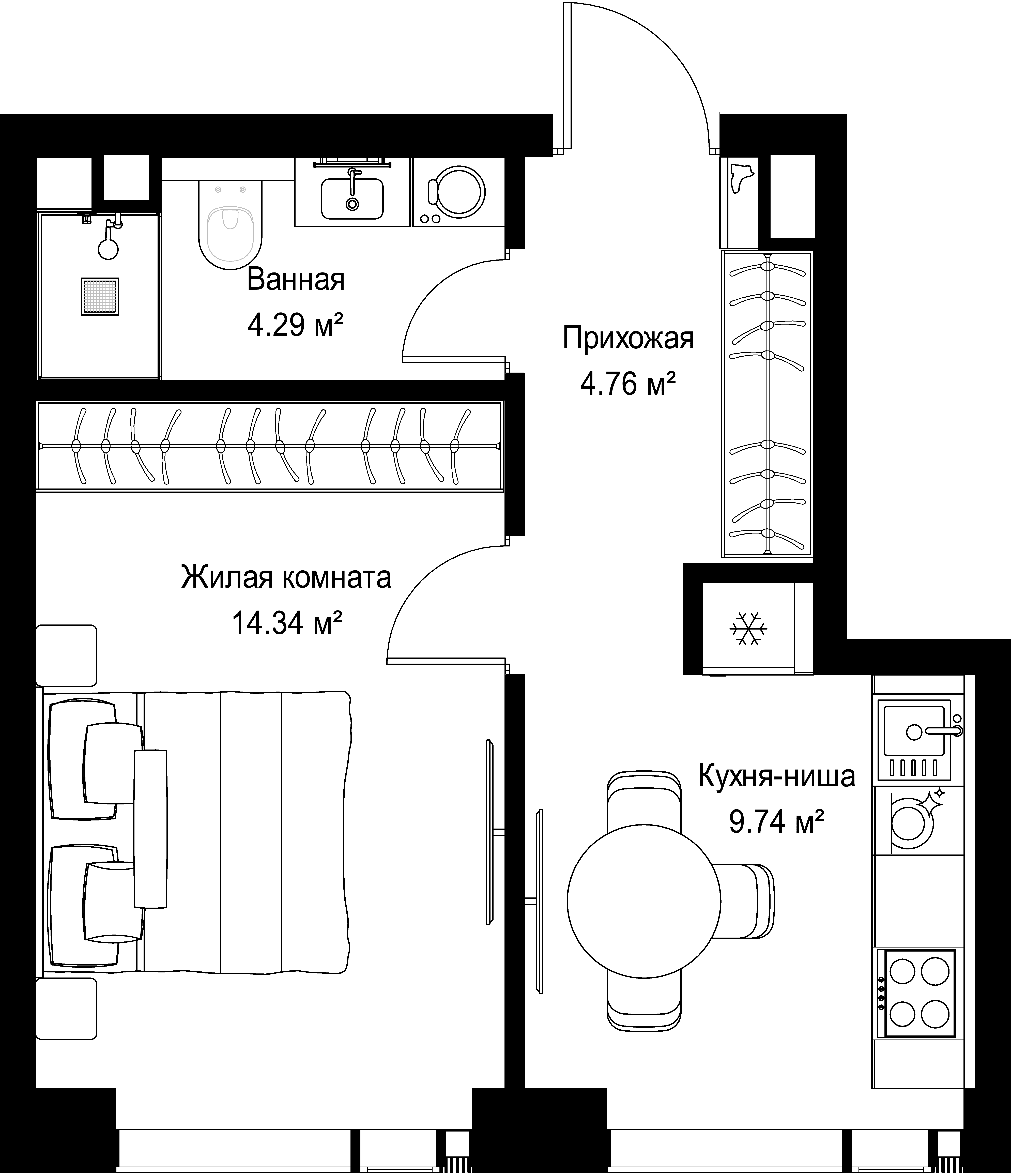 1-комнатная, 33,13 м² — 19 599 708 ₽