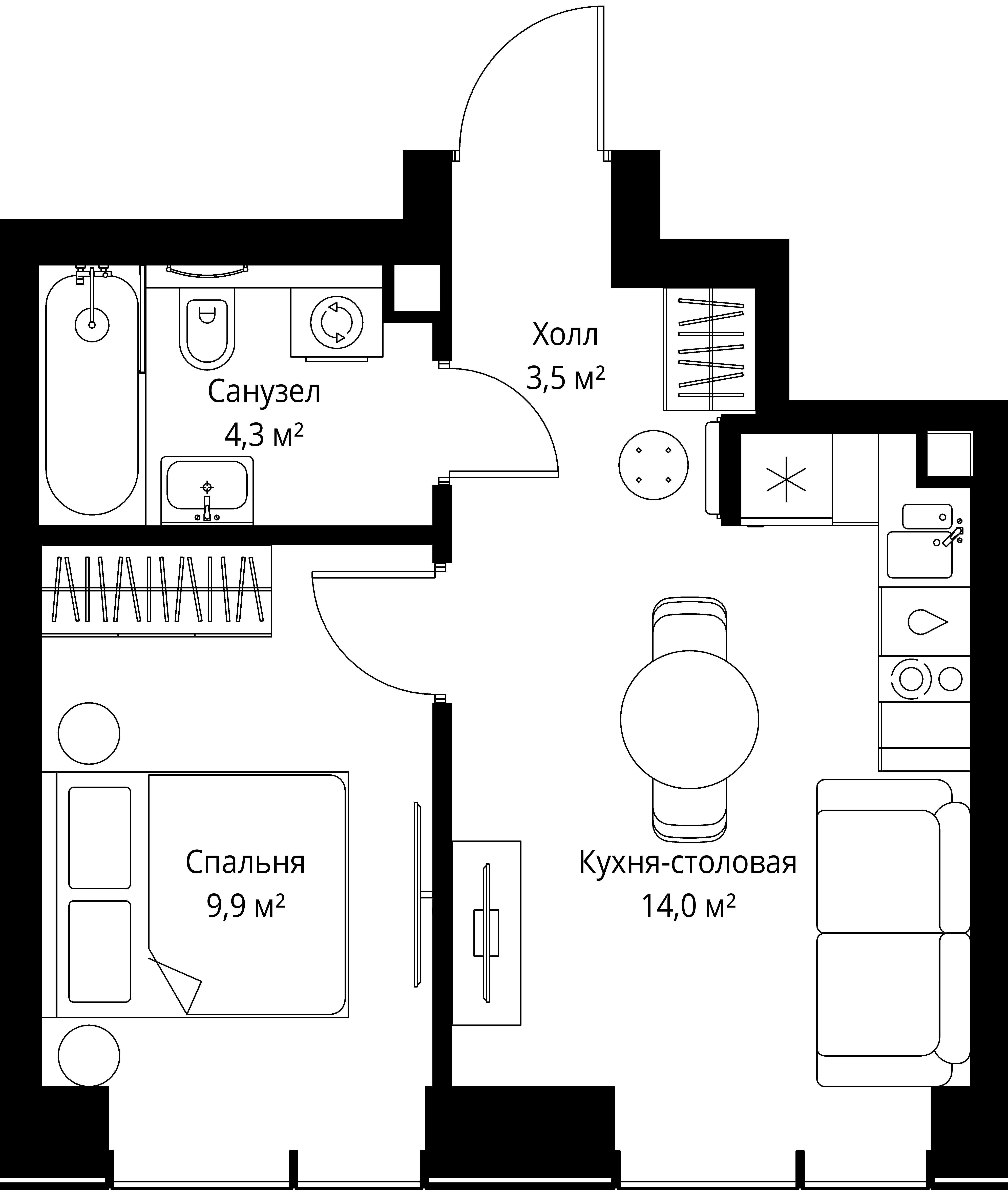 1-комнатная, 31,7 м² — 20 208 750 ₽