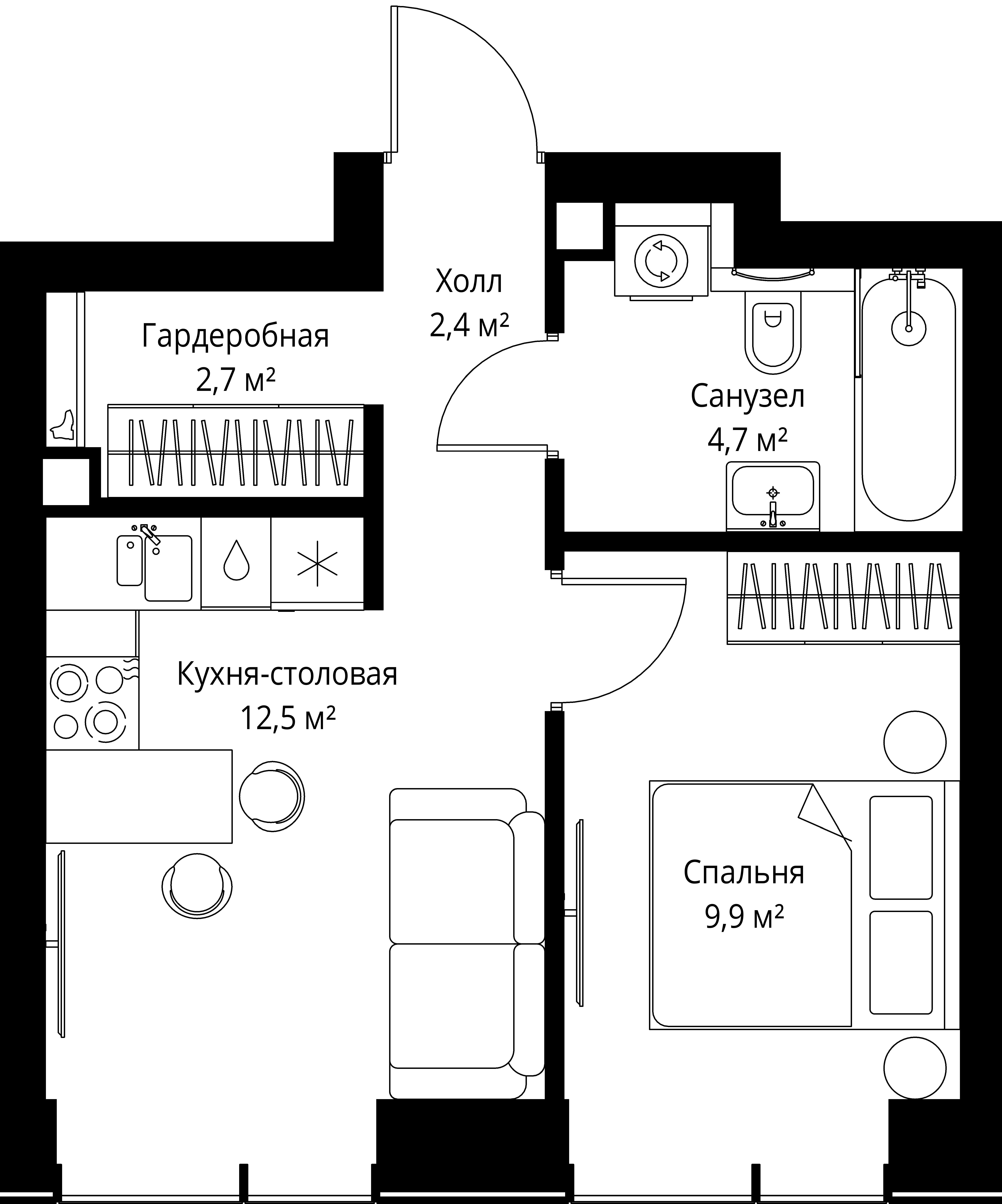 1-комнатная, 32,2 м² — 20 363 280 ₽