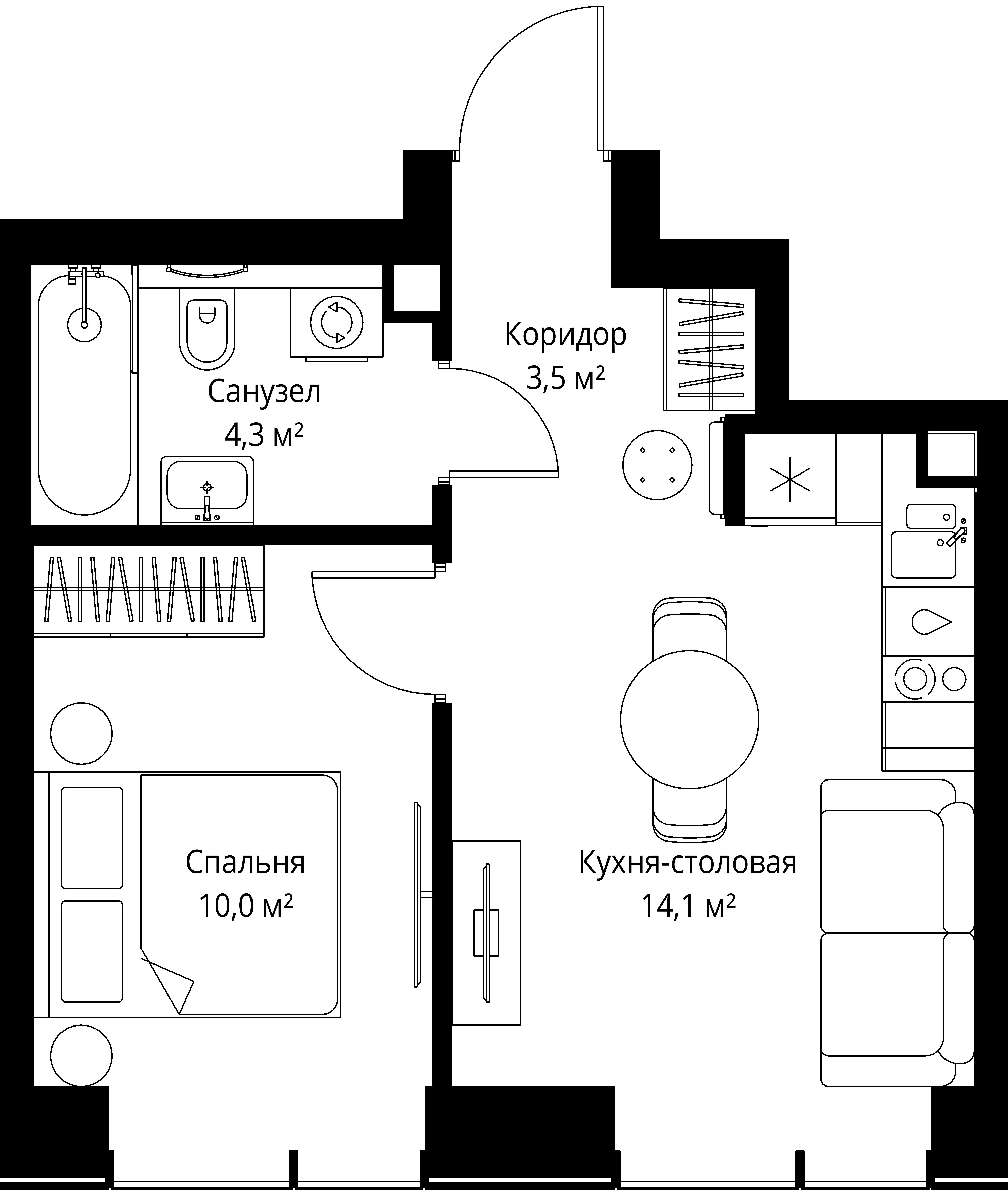 1-комнатная, 31,9 м² — 20 363 365 ₽