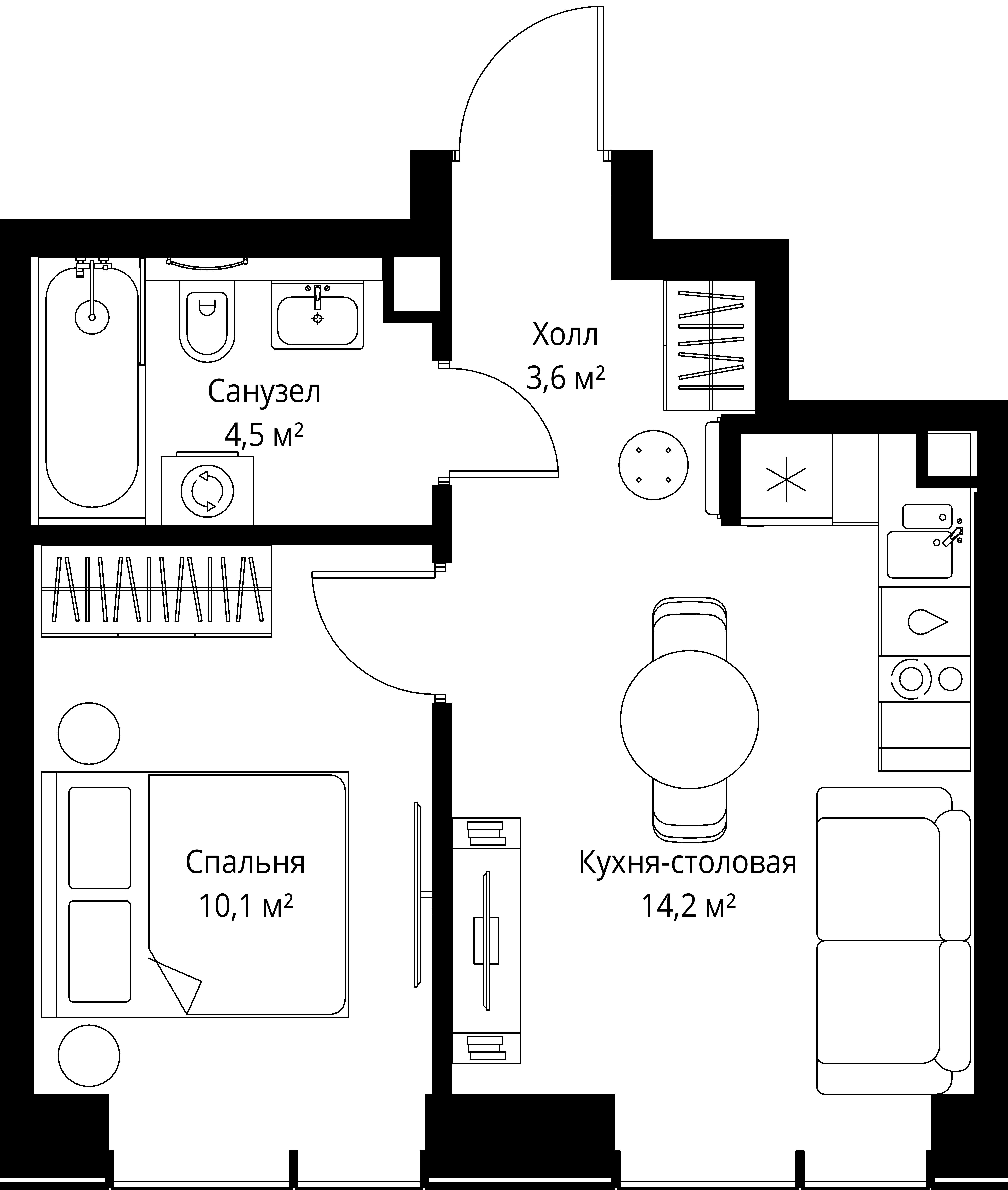 1-комнатная, 32,4 м² — 20 682 540 ₽