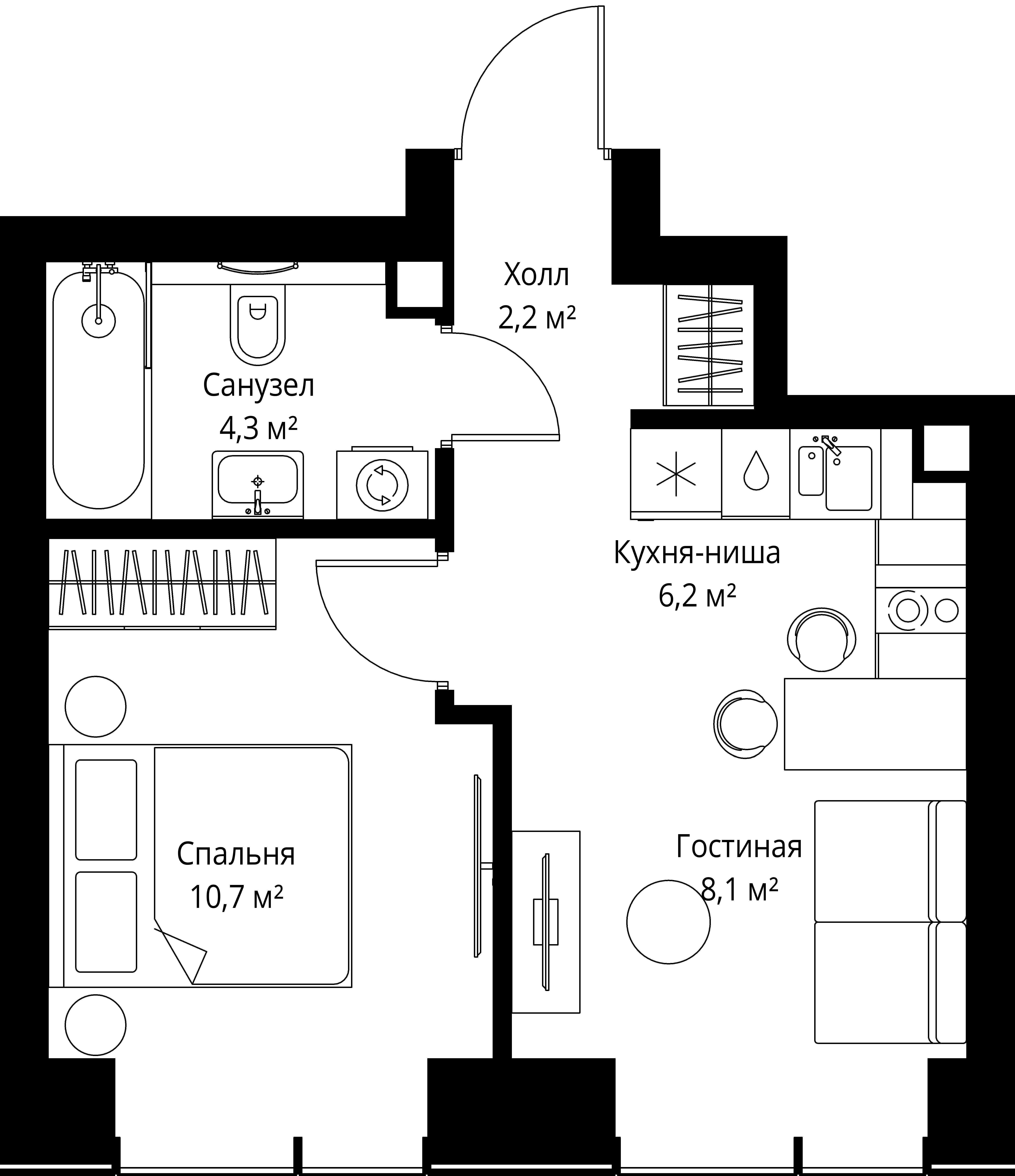1-комнатная, 31,5 м² — 20 054 475 ₽