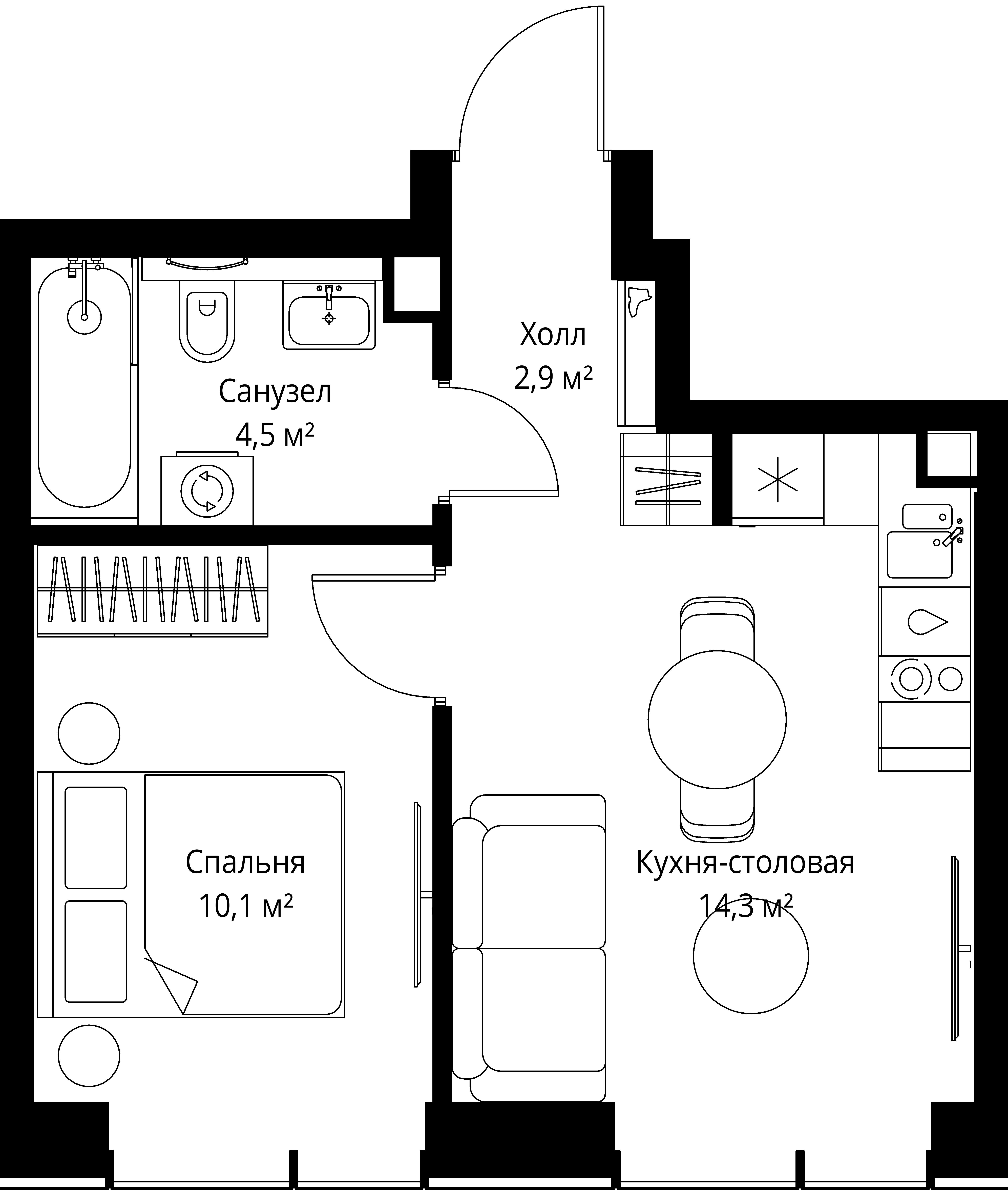 1-комнатная, 31,8 м² — 25 813 650 ₽