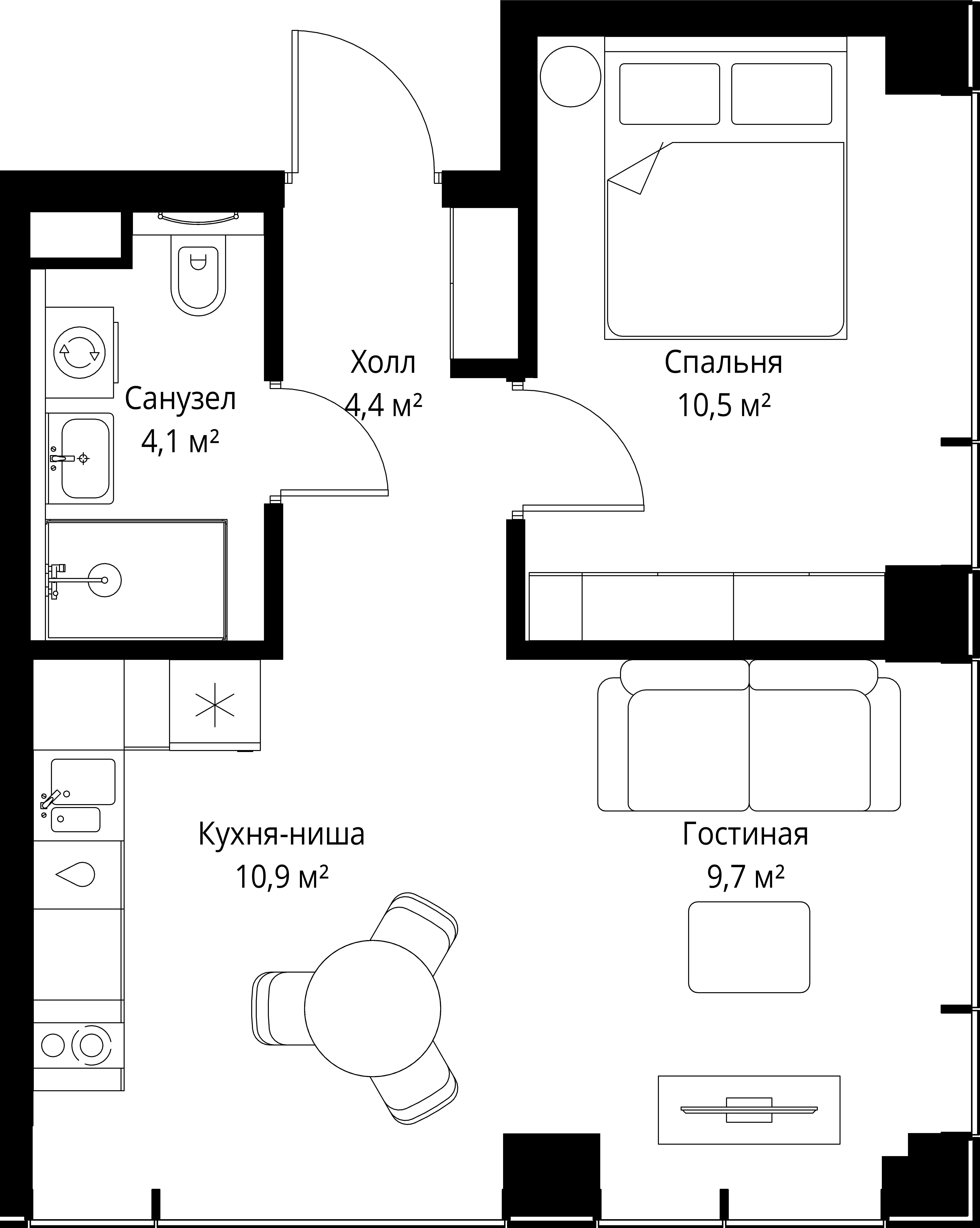 1-комнатная, 39,6 м² — 24 538 140 ₽
