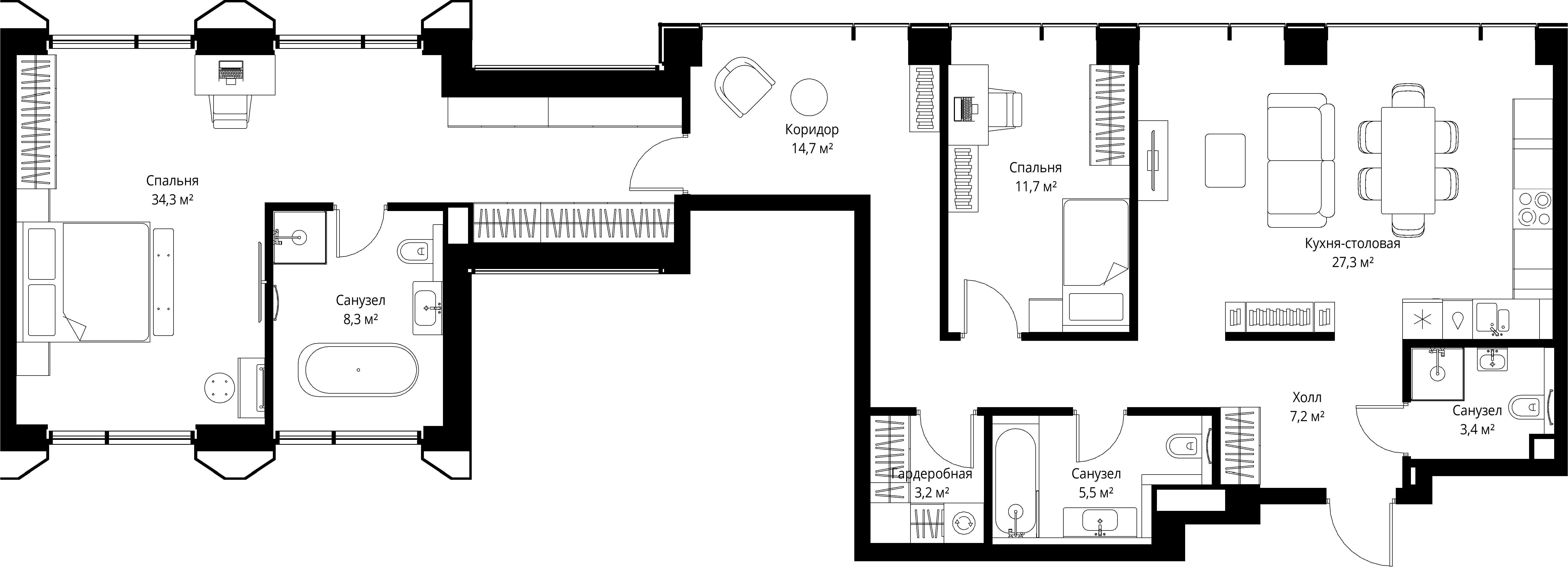 2-комнатная, 115,6 м² — 49 326 520 ₽