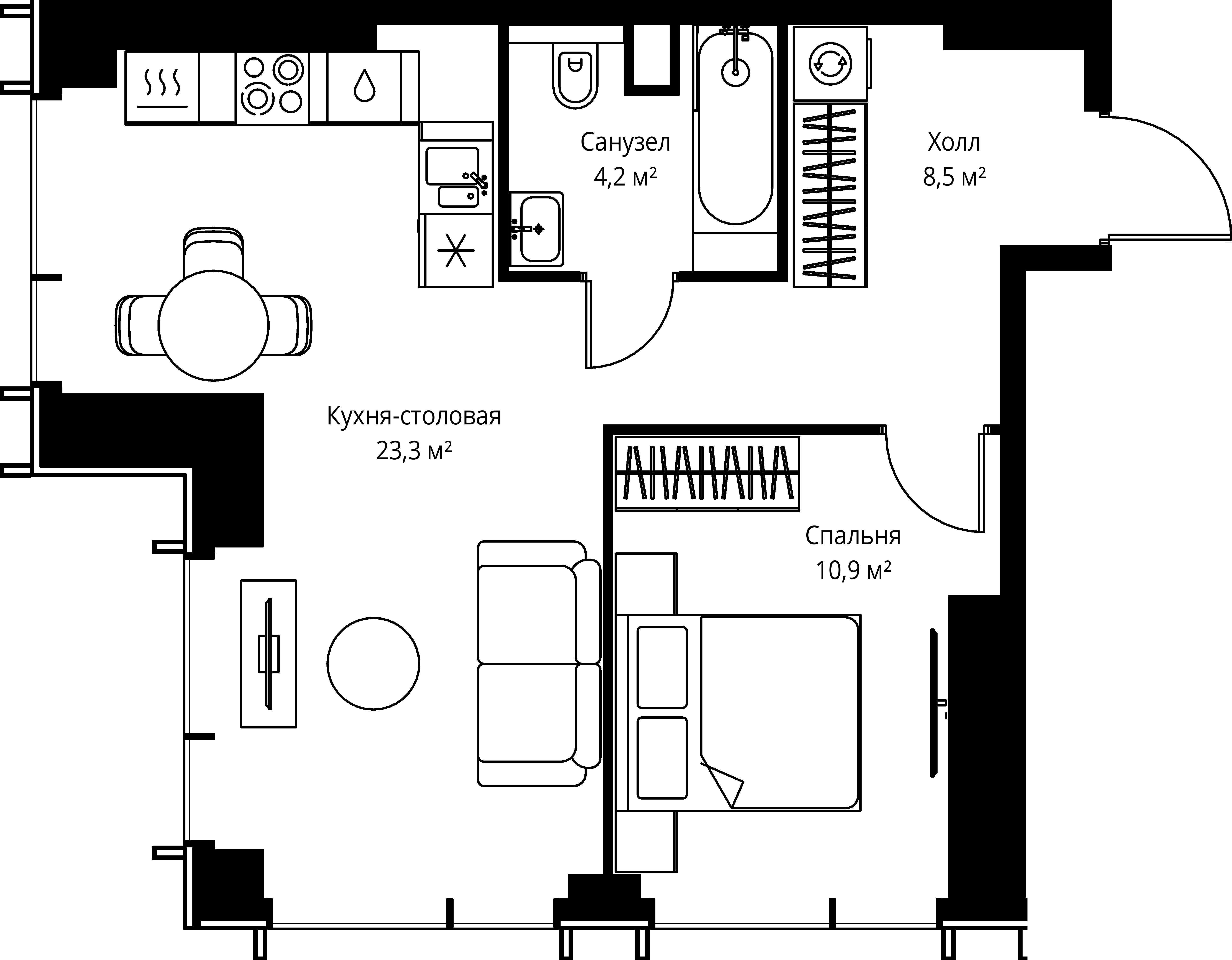1-комнатная, 46,9 м² — 24 397 380 ₽