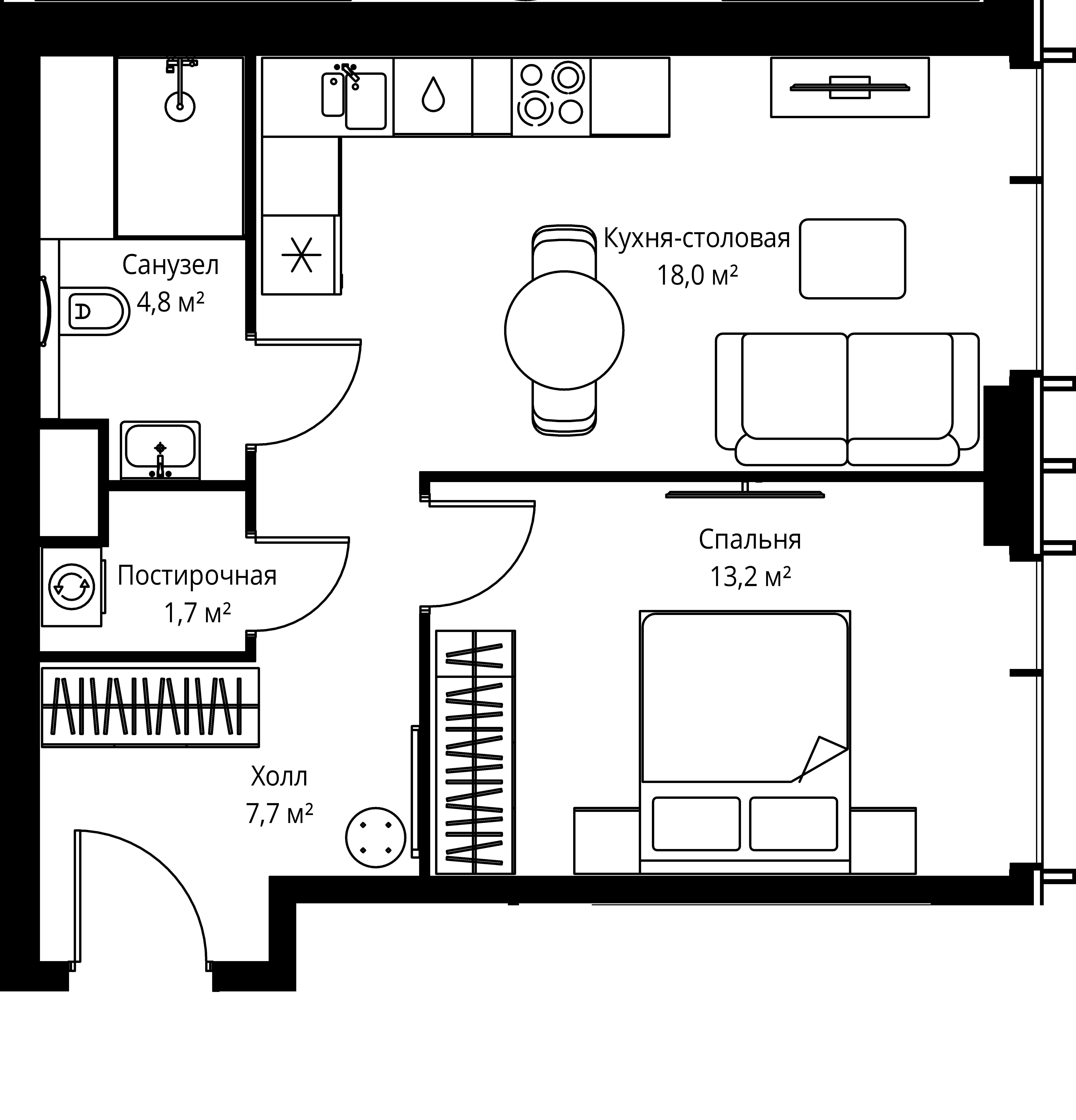 1-комнатная, 45,4 м² — 22 999 640 ₽