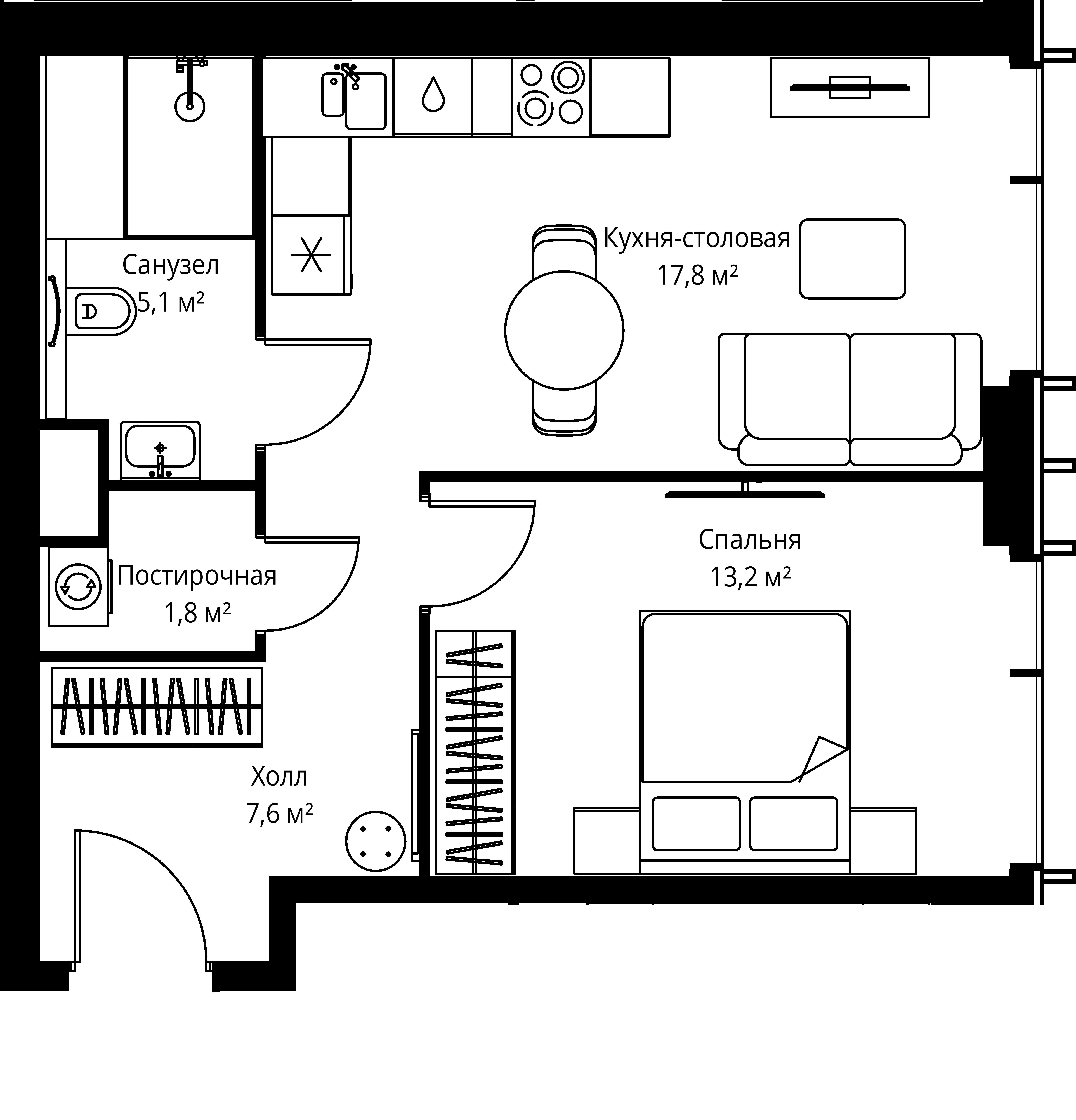 1-комнатная, 45,5 м² — 23 088 975 ₽