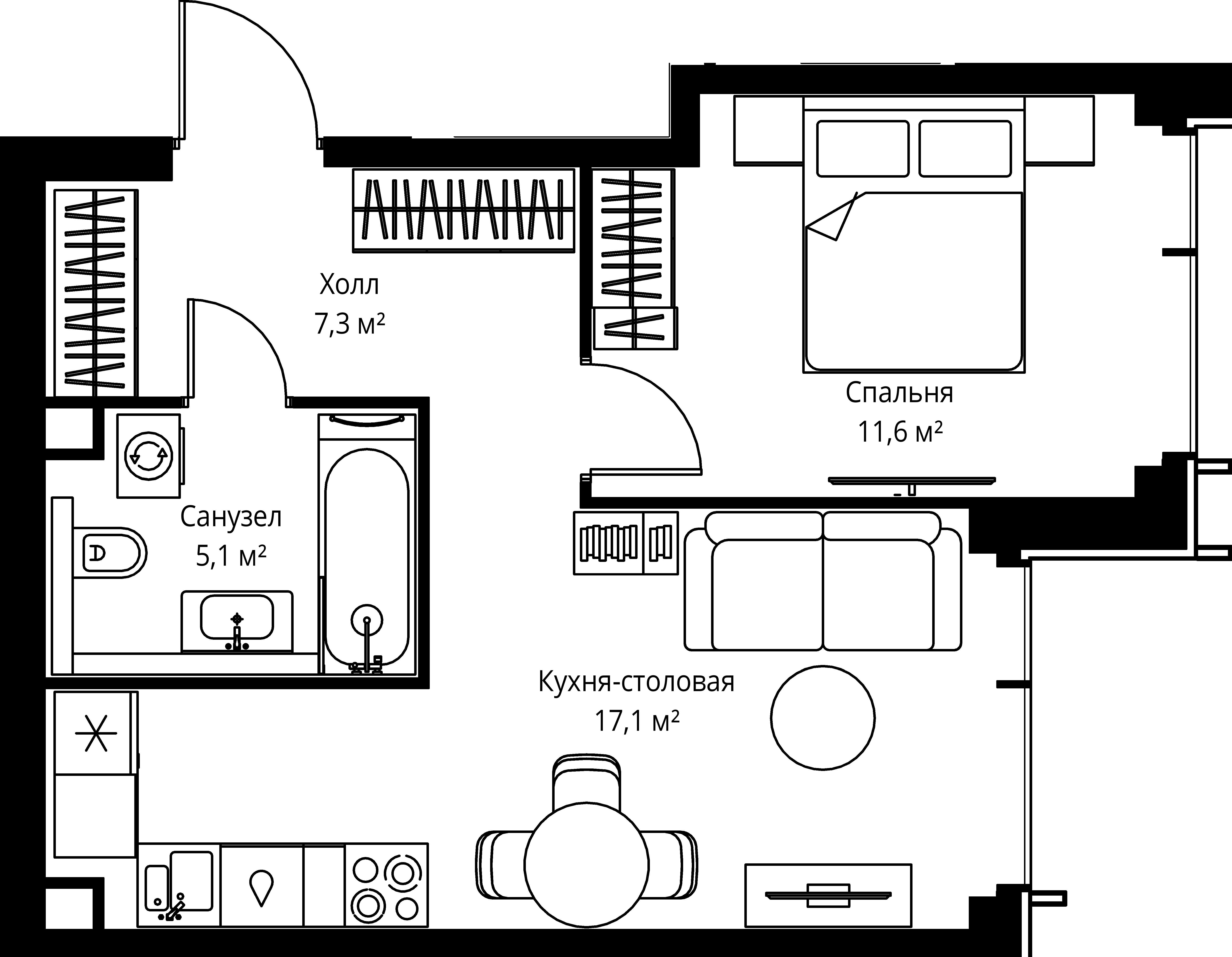 1-комнатная, 41,1 м² — 22 113 855 ₽