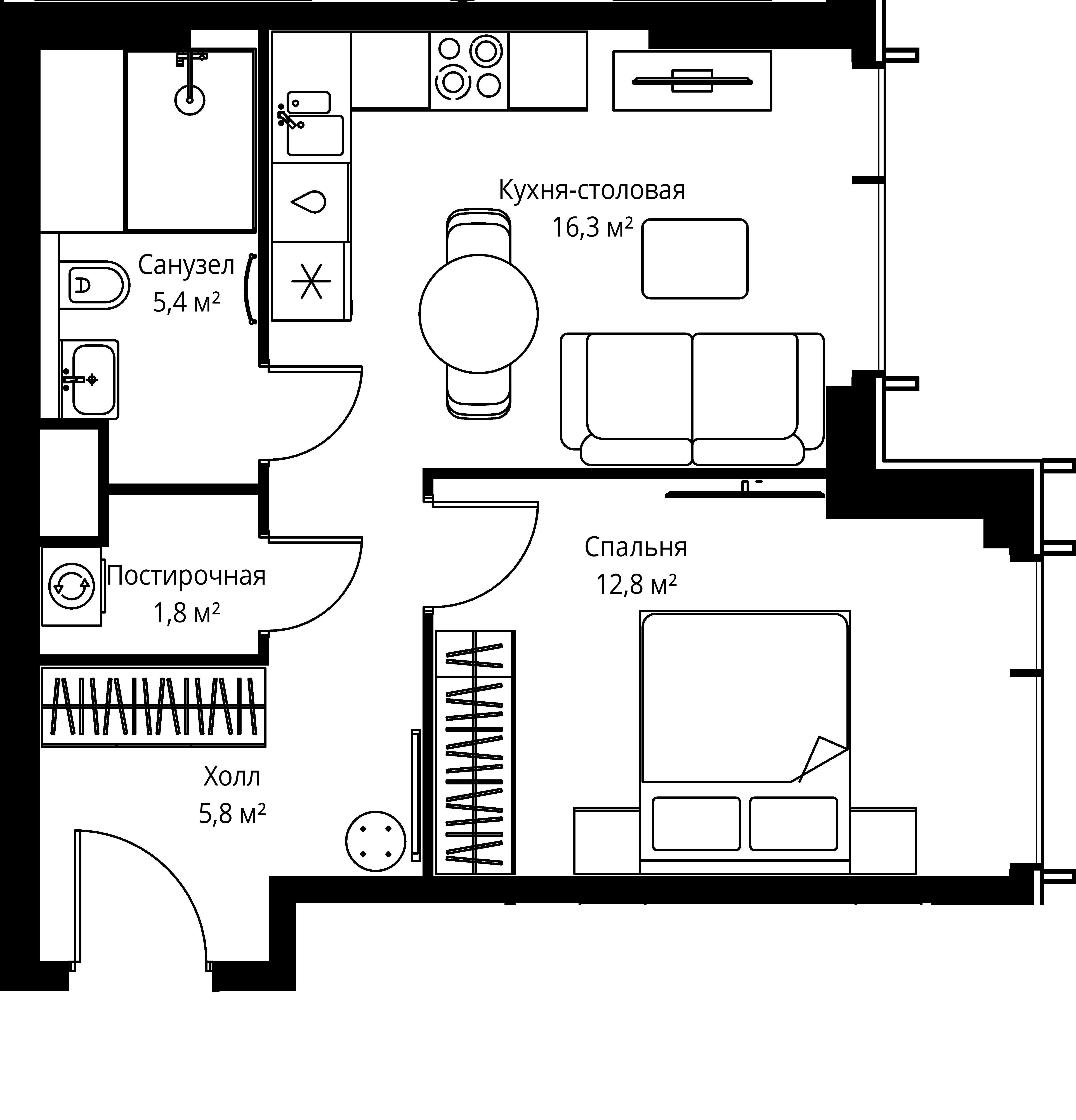 1-комнатная, 42,1 м² — 22 294 055 ₽